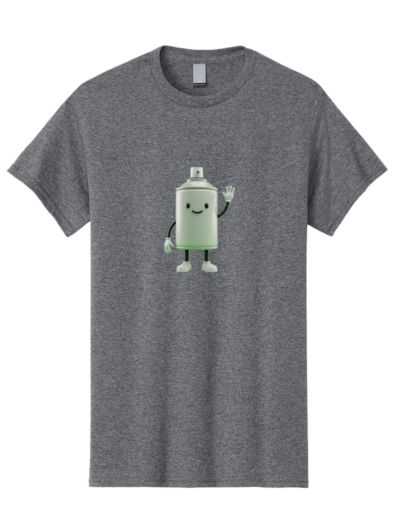 Spray-Can-Character-1 Men'S Graphic Tee, 100% Cotton, Comfortable Casual Summer Wear, Machine Washable, Cartoon Spray Can, Smiling Face, Waving Hand, White Gloves, Black Arms And Legs, Friendly Vibe, Animated Can, Humorous Character, Bad686 3