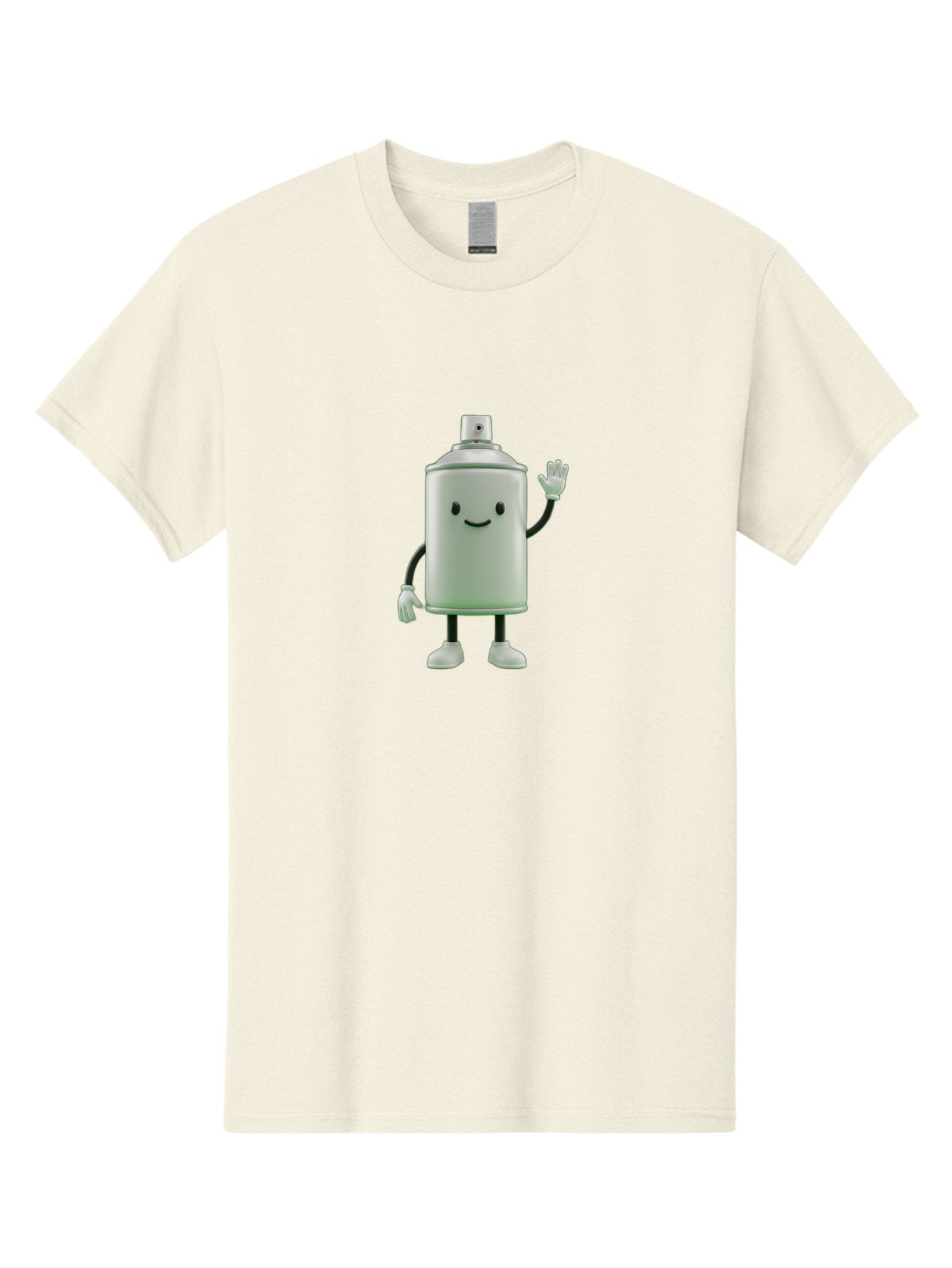 Spray-Can-Character-1 Men'S Graphic Tee, 100% Cotton, Comfortable Casual Summer Wear, Machine Washable, Cartoon Spray Can, Smiling Face, Waving Hand, White Gloves, Black Arms And Legs, Friendly Vibe, Animated Can, Humorous Character, Bad686 9