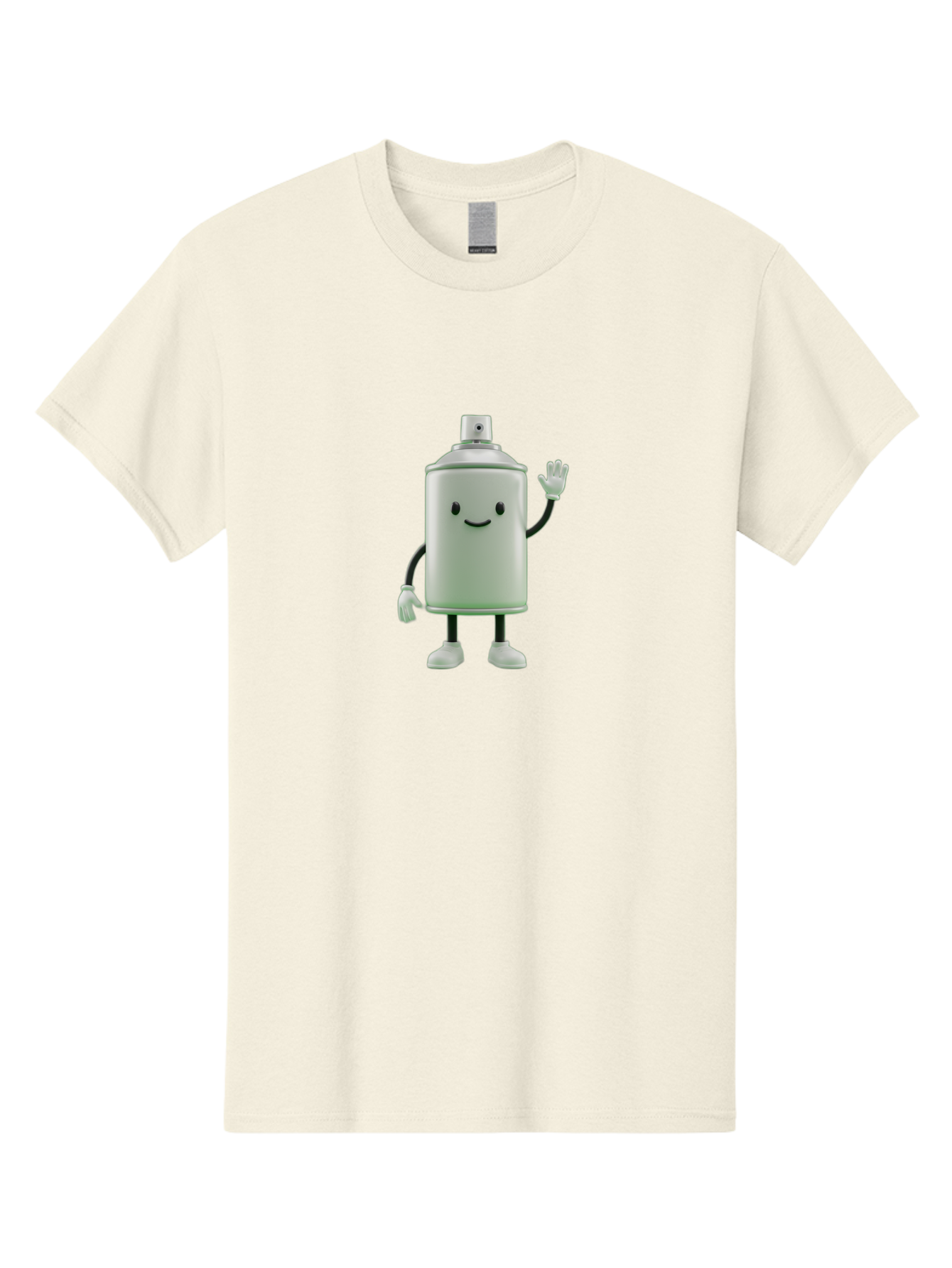 Spray-Can-Character-1 Men'S Graphic Tee, 100% Cotton, Comfortable Casual Summer Wear, Machine Washable, Cartoon Spray Can, Smiling Face, Waving Hand, White Gloves, Black Arms And Legs, Friendly Vibe, Animated Can, Humorous Character, Bad686 5