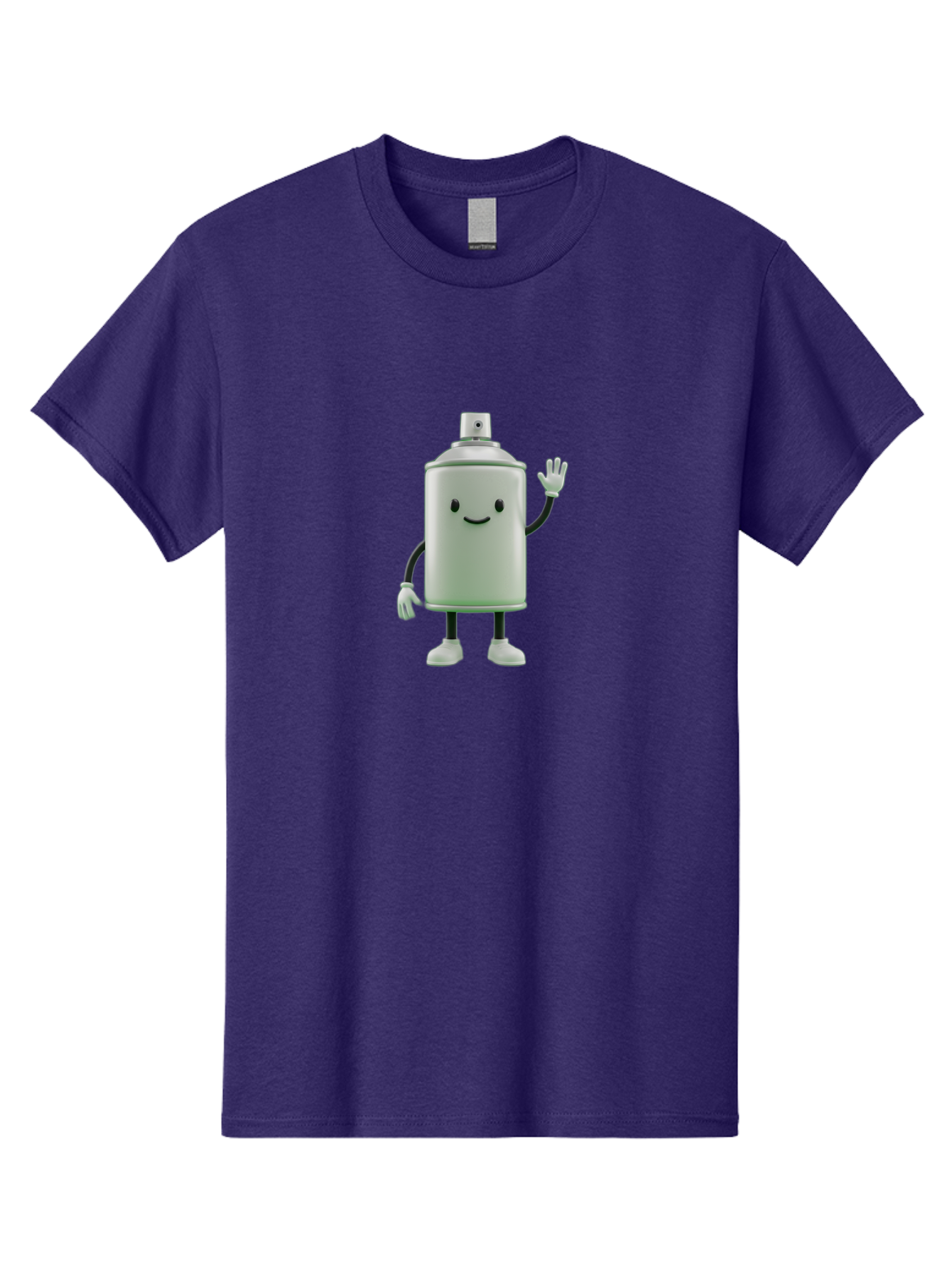 Spray-Can-Character-1 Men'S Graphic Tee, 100% Cotton, Comfortable Casual Summer Wear, Machine Washable, Cartoon Spray Can, Smiling Face, Waving Hand, White Gloves, Black Arms And Legs, Friendly Vibe, Animated Can, Humorous Character, Bad686 13
