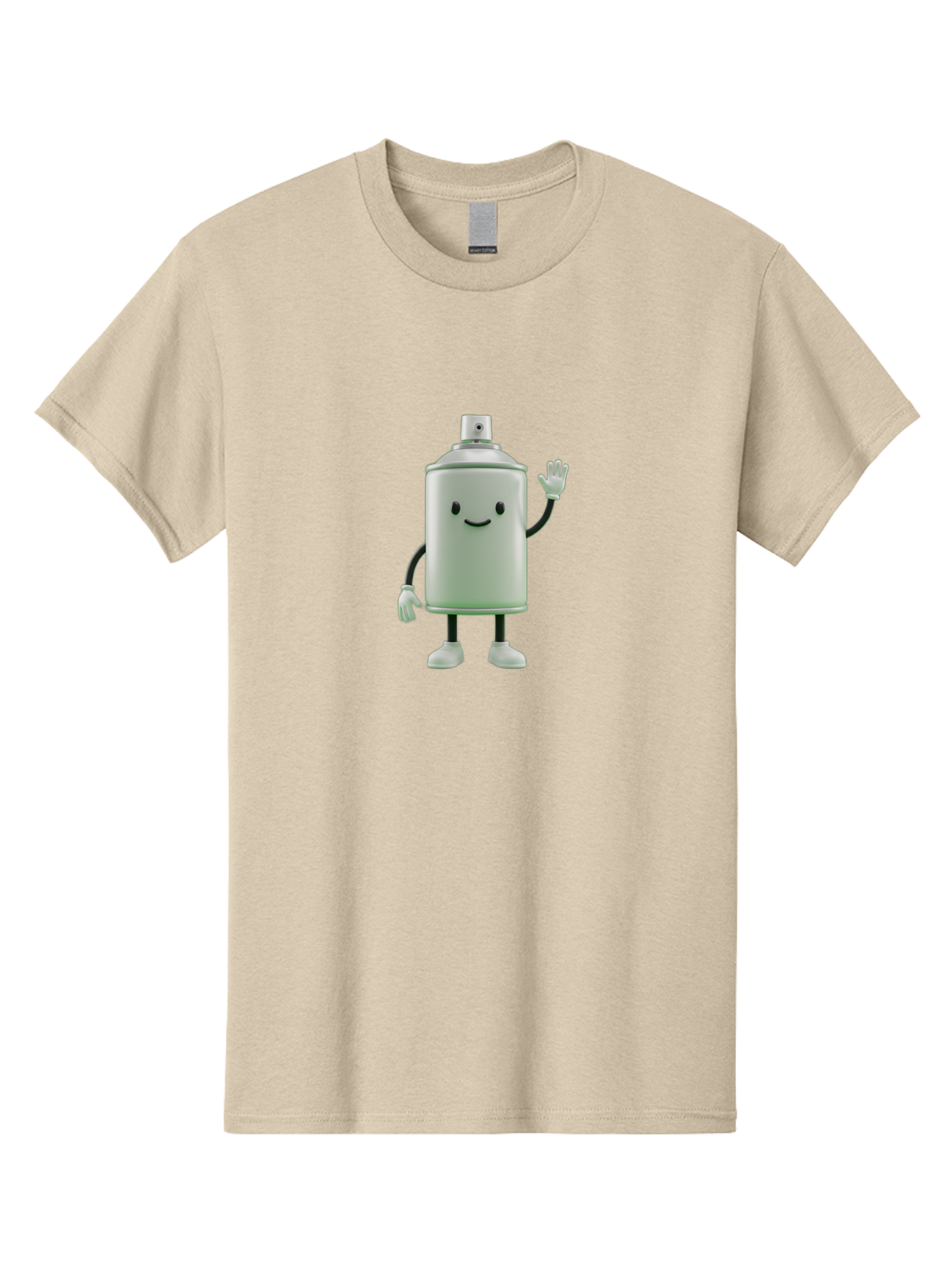 Spray-Can-Character-1 Men'S Graphic Tee, 100% Cotton, Comfortable Casual Summer Wear, Machine Washable, Cartoon Spray Can, Smiling Face, Waving Hand, White Gloves, Black Arms And Legs, Friendly Vibe, Animated Can, Humorous Character, Bad686 11