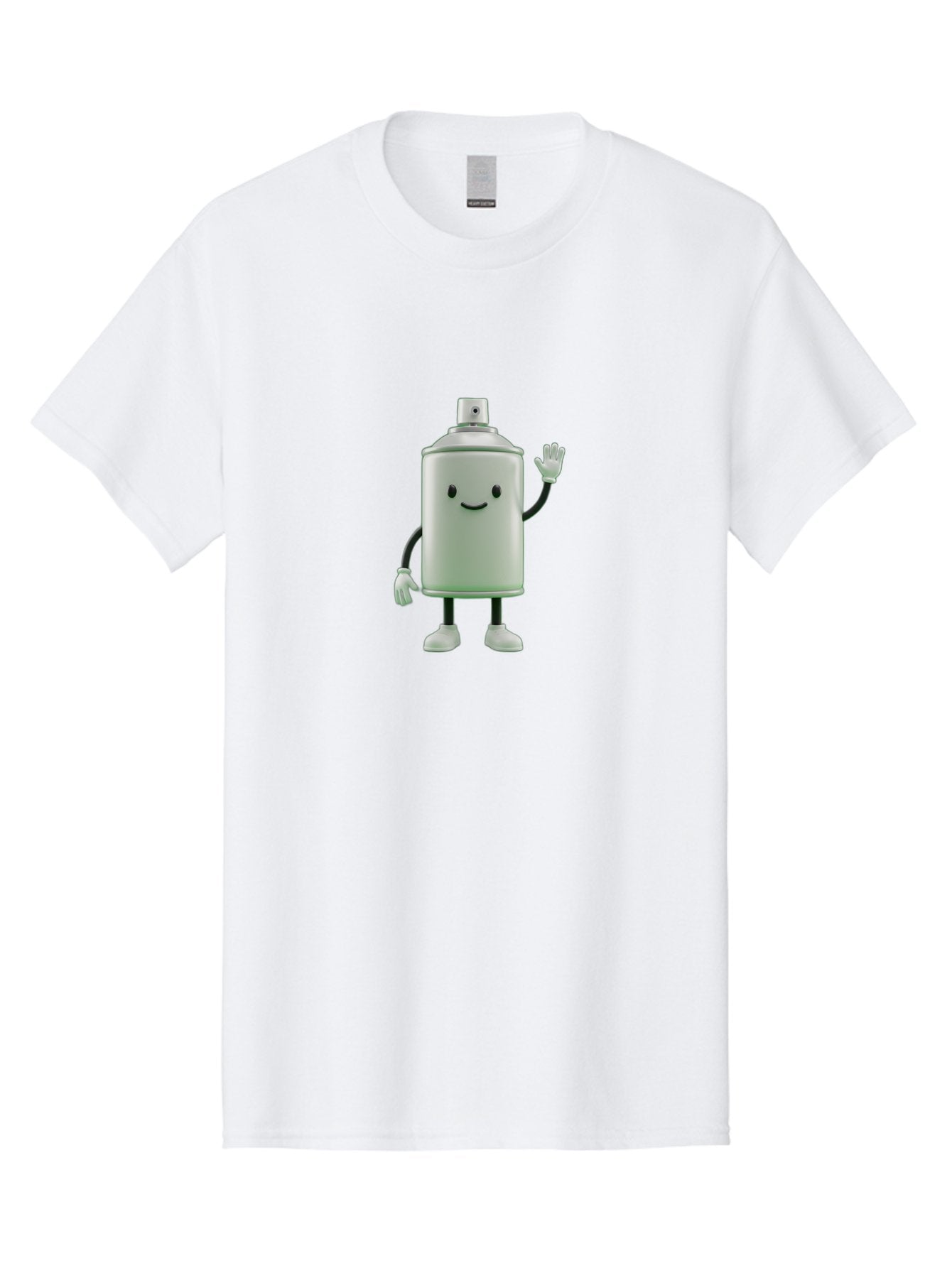 Spray-Can-Character-1 Men'S Graphic Tee, 100% Cotton, Comfortable Casual Summer Wear, Machine Washable, Cartoon Spray Can, Smiling Face, Waving Hand, White Gloves, Black Arms And Legs, Friendly Vibe, Animated Can, Humorous Character, Bad686 13
