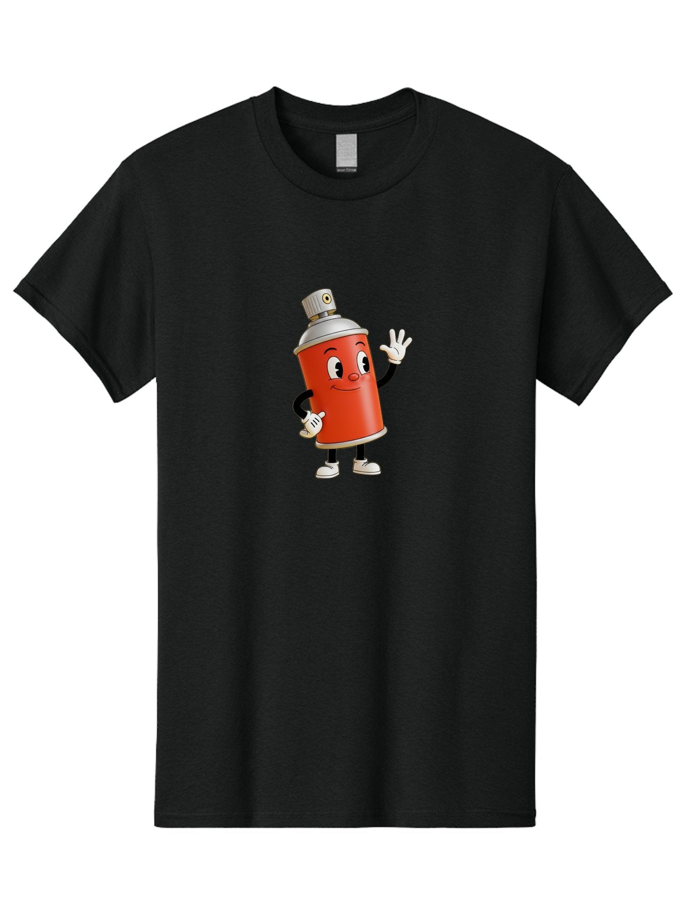 Spray-Can-Character Men'S Graphic Tee, 100% Cotton, Comfortable Casual Summer Wear, Machine Washable, Spray Can Mascot, Cartoon Character, Street Art, Graffiti Can, Friendly Vibe, Positive Gesture, Urban Art Supplies, Creative Expression Bad688 11