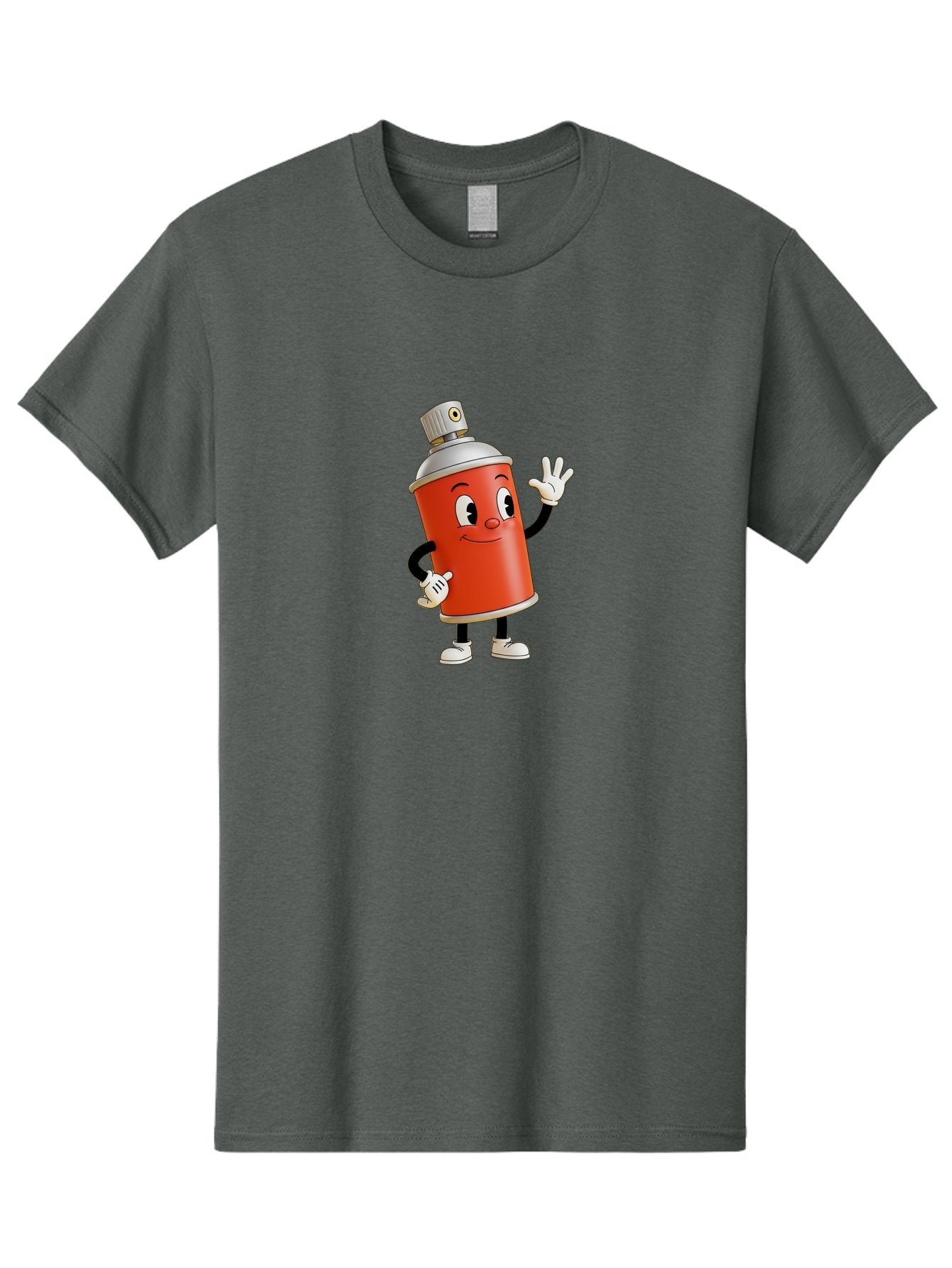 Spray-Can-Character Men'S Graphic Tee, 100% Cotton, Comfortable Casual Summer Wear, Machine Washable, Spray Can Mascot, Cartoon Character, Street Art, Graffiti Can, Friendly Vibe, Positive Gesture, Urban Art Supplies, Creative Expression Bad688 12
