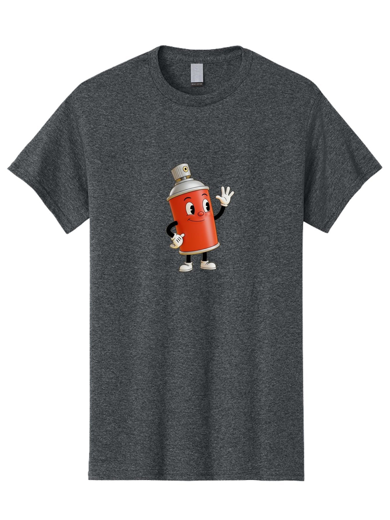Spray-Can-Character Men'S Graphic Tee, 100% Cotton, Comfortable Casual Summer Wear, Machine Washable, Spray Can Mascot, Cartoon Character, Street Art, Graffiti Can, Friendly Vibe, Positive Gesture, Urban Art Supplies, Creative Expression Bad688 15