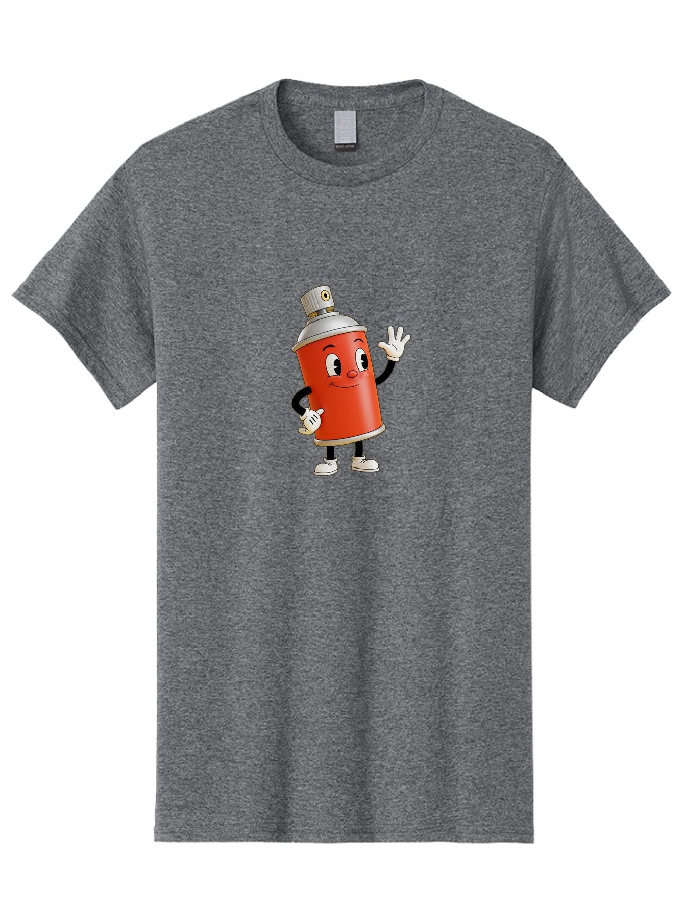 Spray-Can-Character Men'S Graphic Tee, 100% Cotton, Comfortable Casual Summer Wear, Machine Washable, Spray Can Mascot, Cartoon Character, Street Art, Graffiti Can, Friendly Vibe, Positive Gesture, Urban Art Supplies, Creative Expression Bad688 4
