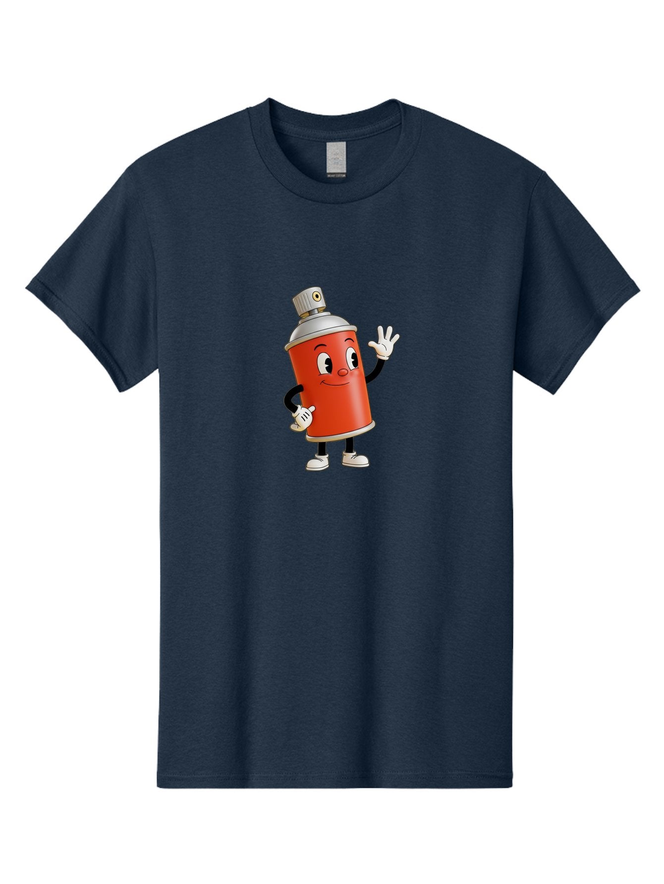 Spray-Can-Character Men'S Graphic Tee, 100% Cotton, Comfortable Casual Summer Wear, Machine Washable, Spray Can Mascot, Cartoon Character, Street Art, Graffiti Can, Friendly Vibe, Positive Gesture, Urban Art Supplies, Creative Expression Bad688