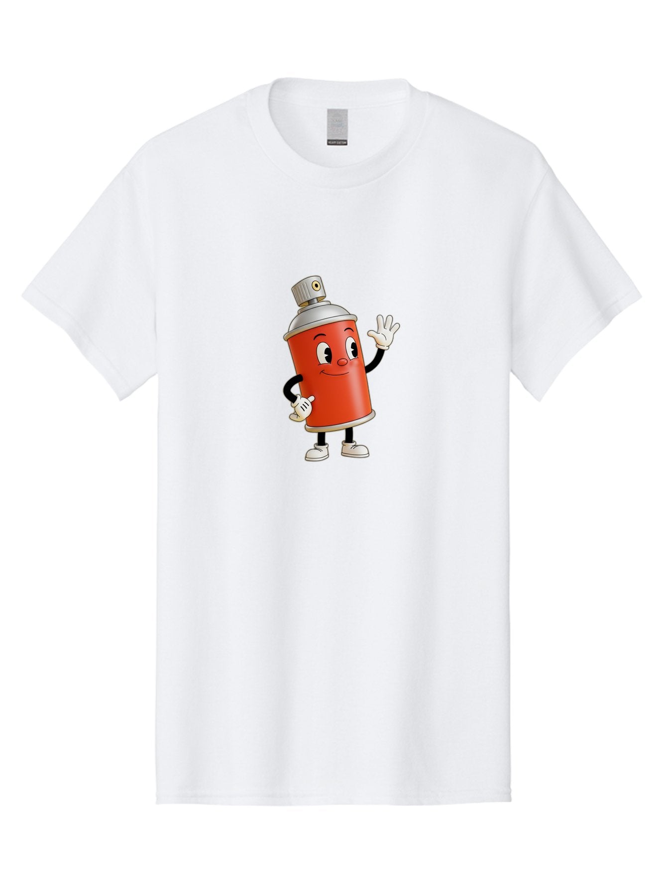 Spray-Can-Character Men'S Graphic Tee, 100% Cotton, Comfortable Casual Summer Wear, Machine Washable, Spray Can Mascot, Cartoon Character, Street Art, Graffiti Can, Friendly Vibe, Positive Gesture, Urban Art Supplies, Creative Expression Bad688 13