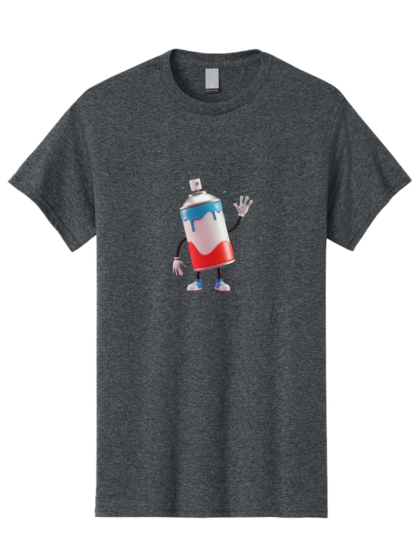 Spray-Paint-Can-Character-1 Men'S Graphic Tee, 100% Cotton, Comfortable Casual Summer Wear, Machine Washable, Cartoon Spray Can, Red White And Blue Paint, Graffiti Art, Street Art Supplies, Vibrant Colors, Animated Character, 3D Illustration, Bad692 8