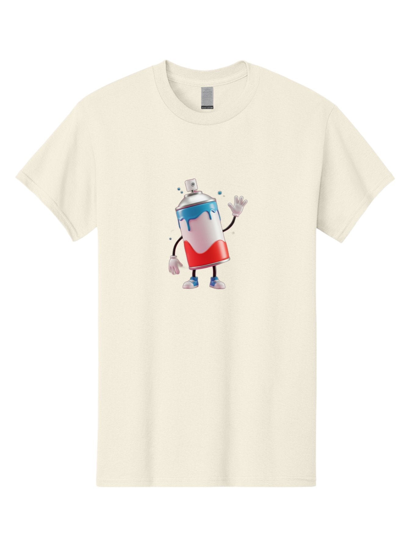 Spray-Paint-Can-Character-1 Men'S Graphic Tee, 100% Cotton, Comfortable Casual Summer Wear, Machine Washable, Cartoon Spray Can, Red White And Blue Paint, Graffiti Art, Street Art Supplies, Vibrant Colors, Animated Character, 3D Illustration, Bad692 15