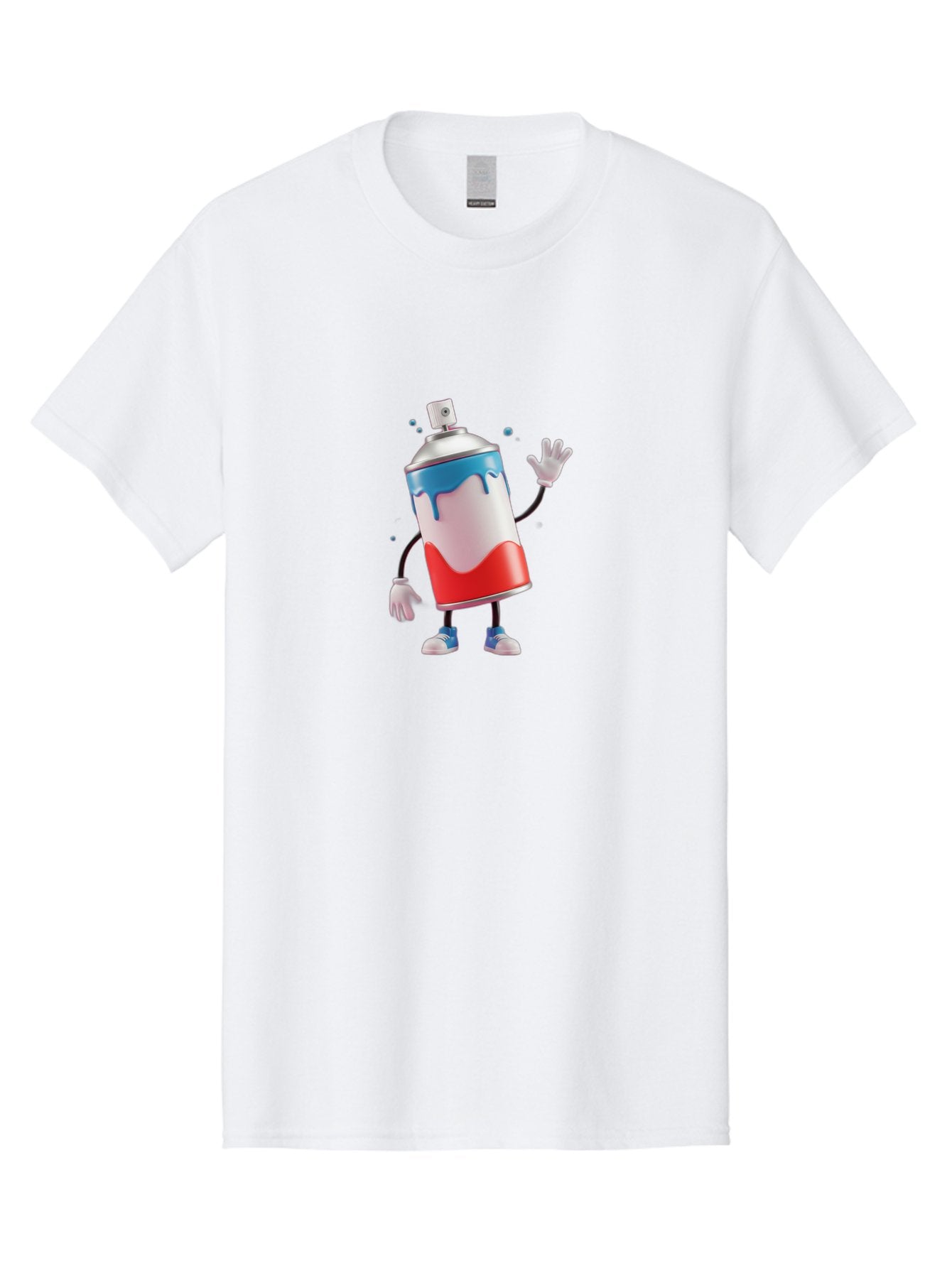 Spray-Paint-Can-Character-1 Men'S Graphic Tee, 100% Cotton, Comfortable Casual Summer Wear, Machine Washable, Cartoon Spray Can, Red White And Blue Paint, Graffiti Art, Street Art Supplies, Vibrant Colors, Animated Character, 3D Illustration, Bad692 5