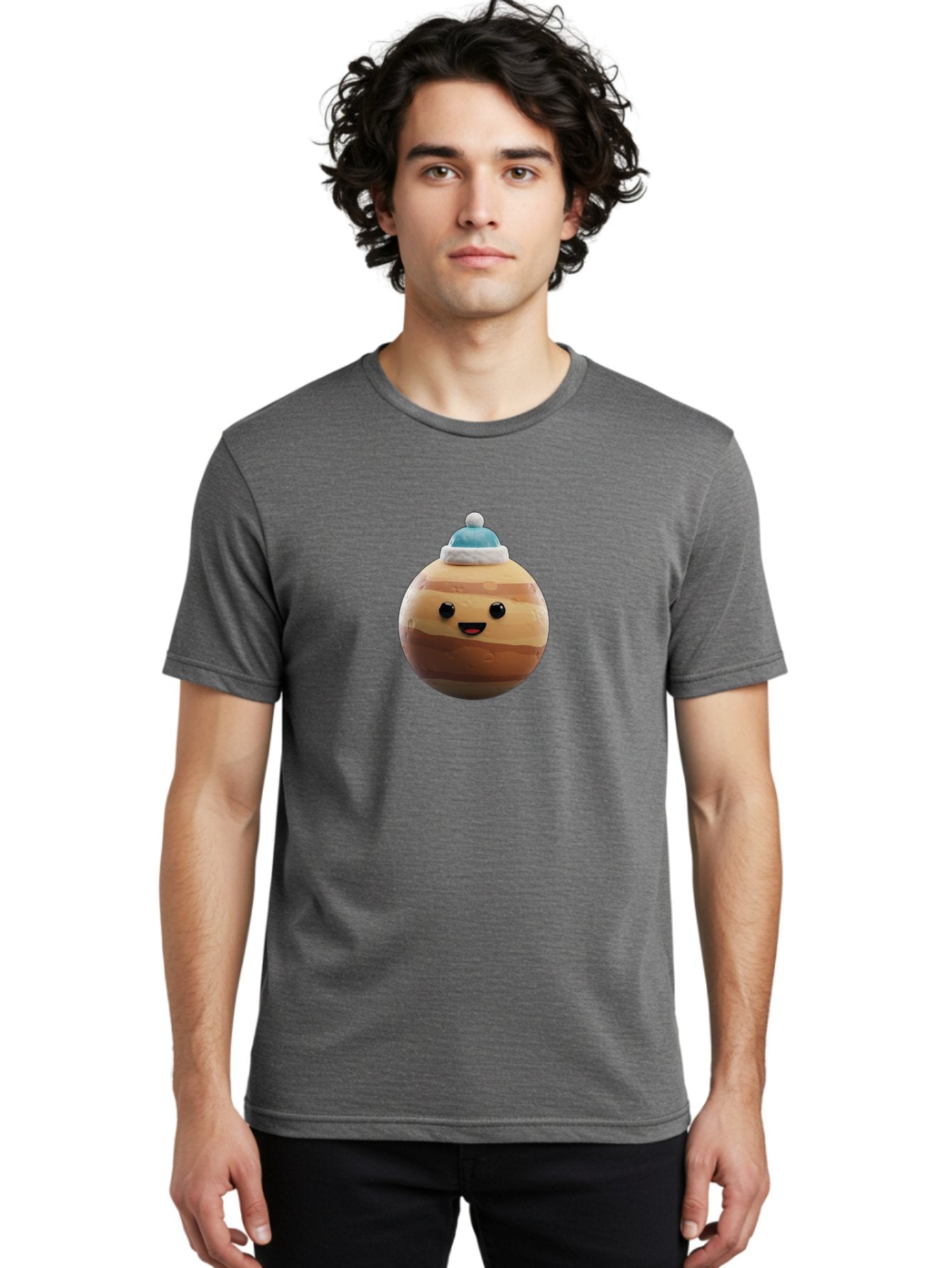 Squishmallow Men'S Graphic Tee, 100% Cotton, Comfortable Casual Summer Wear, Machine Washable, Cute Plush Toy, Squishmallow Character, Caramel Color, Blue Beanie, Soft Texture, Cheerful Face, Round Shape, Squishy Toy, Collectible Plush, Bad699 23