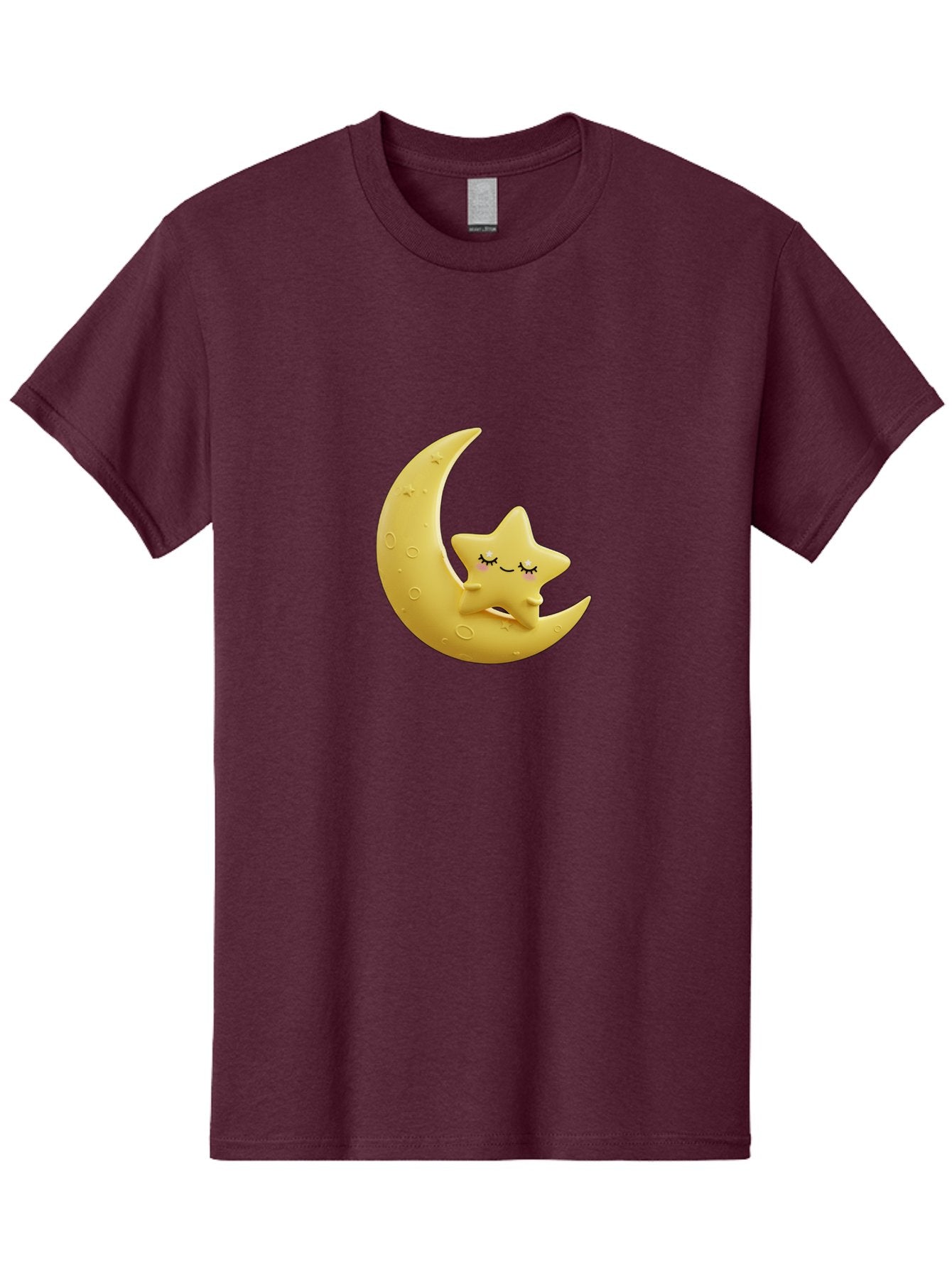Star-Sleeping-On-Crescent-Moon Men'S Graphic Tee, 100% Cotton, Comfortable Casual Summer Wear, Machine Washable, Cute Star, Sleeping Star, Crescent Moon, Cartoon Character, Kawaii, Adorable, Whimsical Design, Dreamy, Nursery Decor, Yellow Hue, Bad706 7
