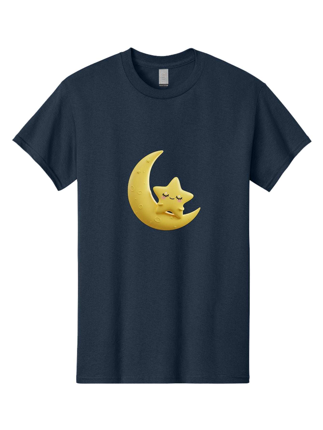 Star-Sleeping-On-Crescent-Moon Men'S Graphic Tee, 100% Cotton, Comfortable Casual Summer Wear, Machine Washable, Cute Star, Sleeping Star, Crescent Moon, Cartoon Character, Kawaii, Adorable, Whimsical Design, Dreamy, Nursery Decor, Yellow Hue, Bad706 6