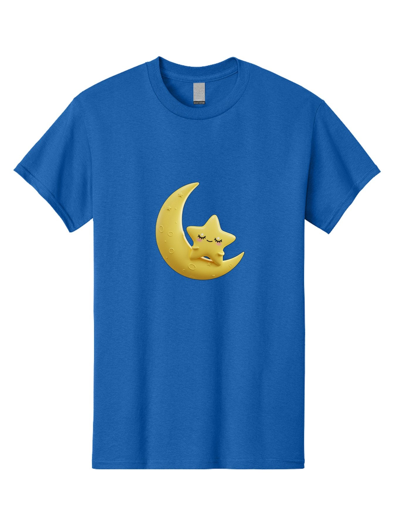 Star-Sleeping-On-Crescent-Moon Men'S Graphic Tee, 100% Cotton, Comfortable Casual Summer Wear, Machine Washable, Cute Star, Sleeping Star, Crescent Moon, Cartoon Character, Kawaii, Adorable, Whimsical Design, Dreamy, Nursery Decor, Yellow Hue, Bad706 4