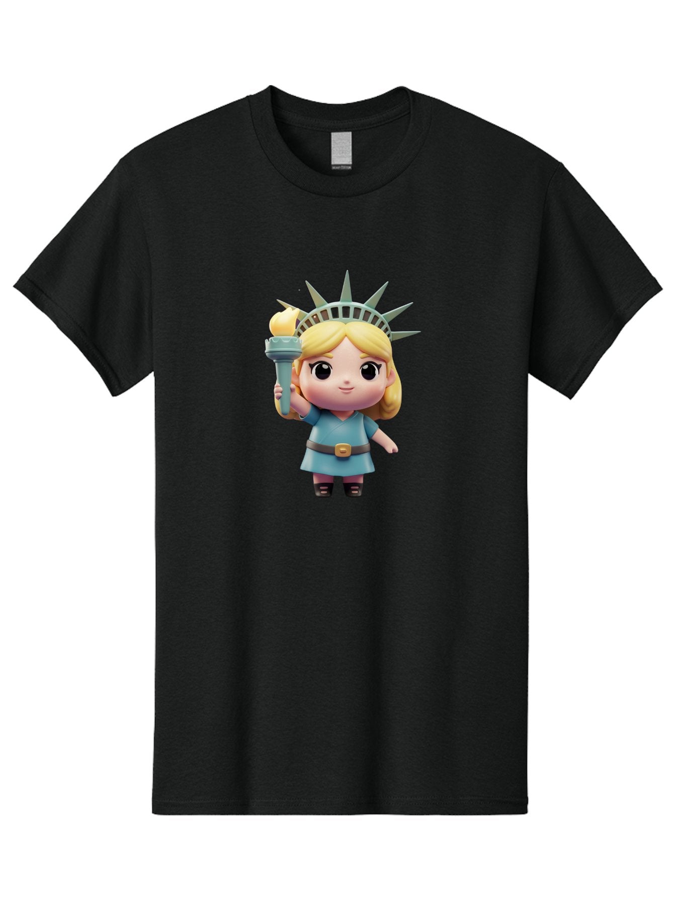 Statue-Of-Liberty-Girl-1 Men'S Graphic Tee, 100% Cotton, Comfortable Casual Summer Wear, Machine Washable, Statue Of Liberty Figurine, Cute Cartoon Character, Liberty Crown, Torch Held High, Liberty Symbol, New York City Icon, Bad710 8