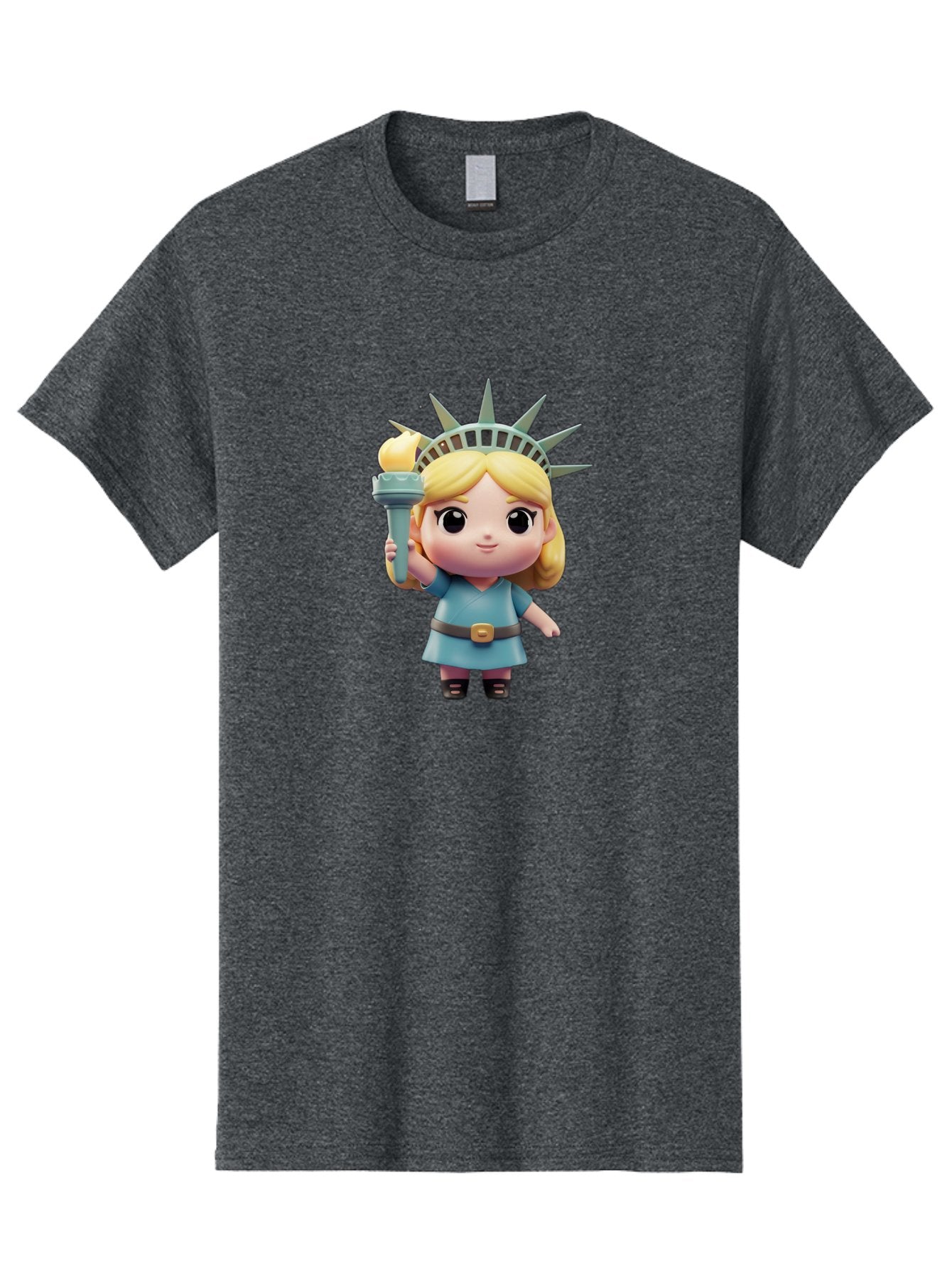 Statue-Of-Liberty-Girl-1 Men'S Graphic Tee, 100% Cotton, Comfortable Casual Summer Wear, Machine Washable, Statue Of Liberty Figurine, Cute Cartoon Character, Liberty Crown, Torch Held High, Liberty Symbol, New York City Icon, Bad710 9