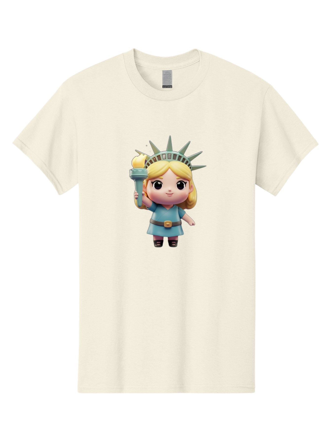 Statue-Of-Liberty-Girl-1 Men'S Graphic Tee, 100% Cotton, Comfortable Casual Summer Wear, Machine Washable, Statue Of Liberty Figurine, Cute Cartoon Character, Liberty Crown, Torch Held High, Liberty Symbol, New York City Icon, Bad710 3