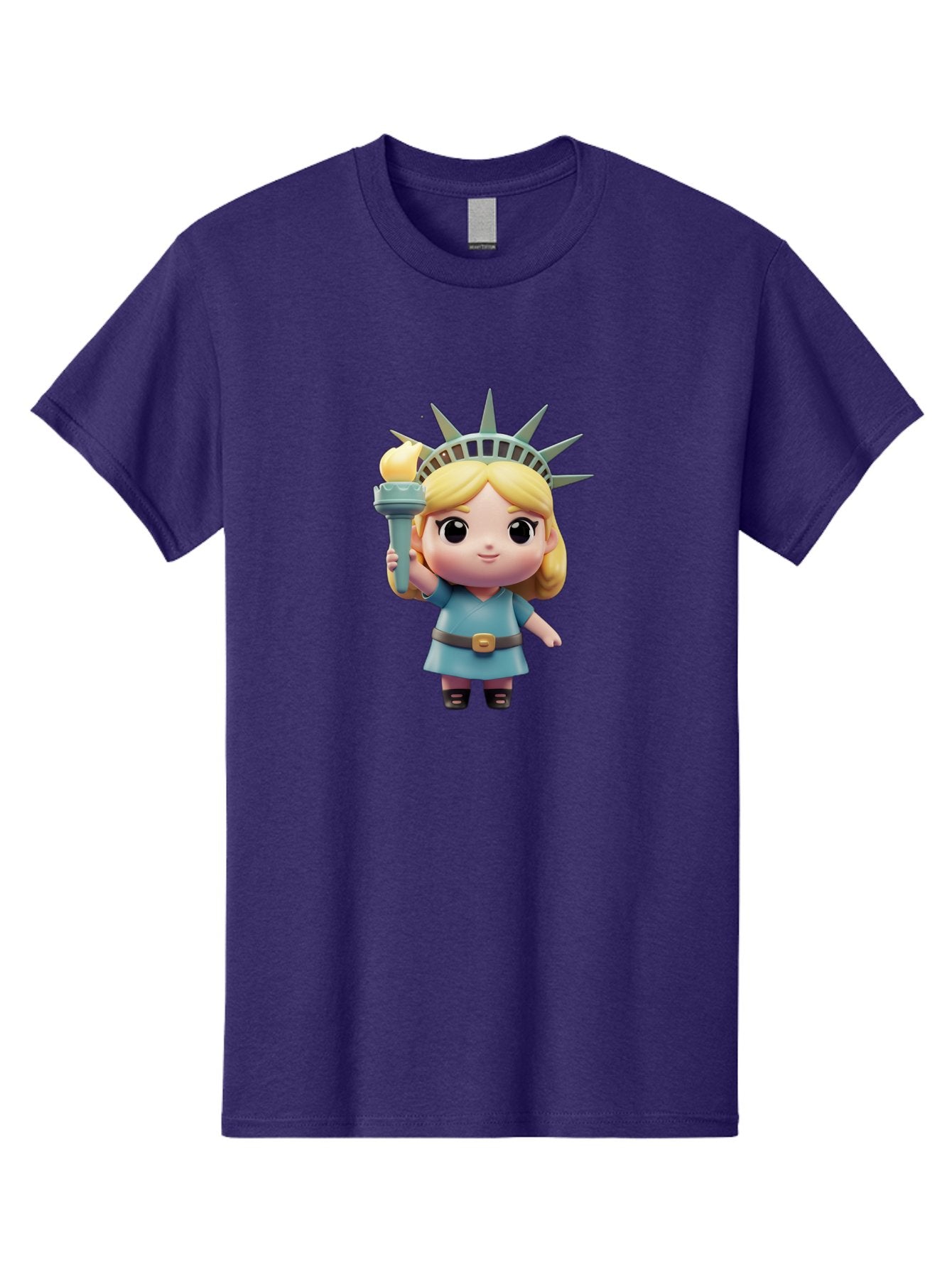 Statue-Of-Liberty-Girl-1 Men'S Graphic Tee, 100% Cotton, Comfortable Casual Summer Wear, Machine Washable, Statue Of Liberty Figurine, Cute Cartoon Character, Liberty Crown, Torch Held High, Liberty Symbol, New York City Icon, Bad710 10