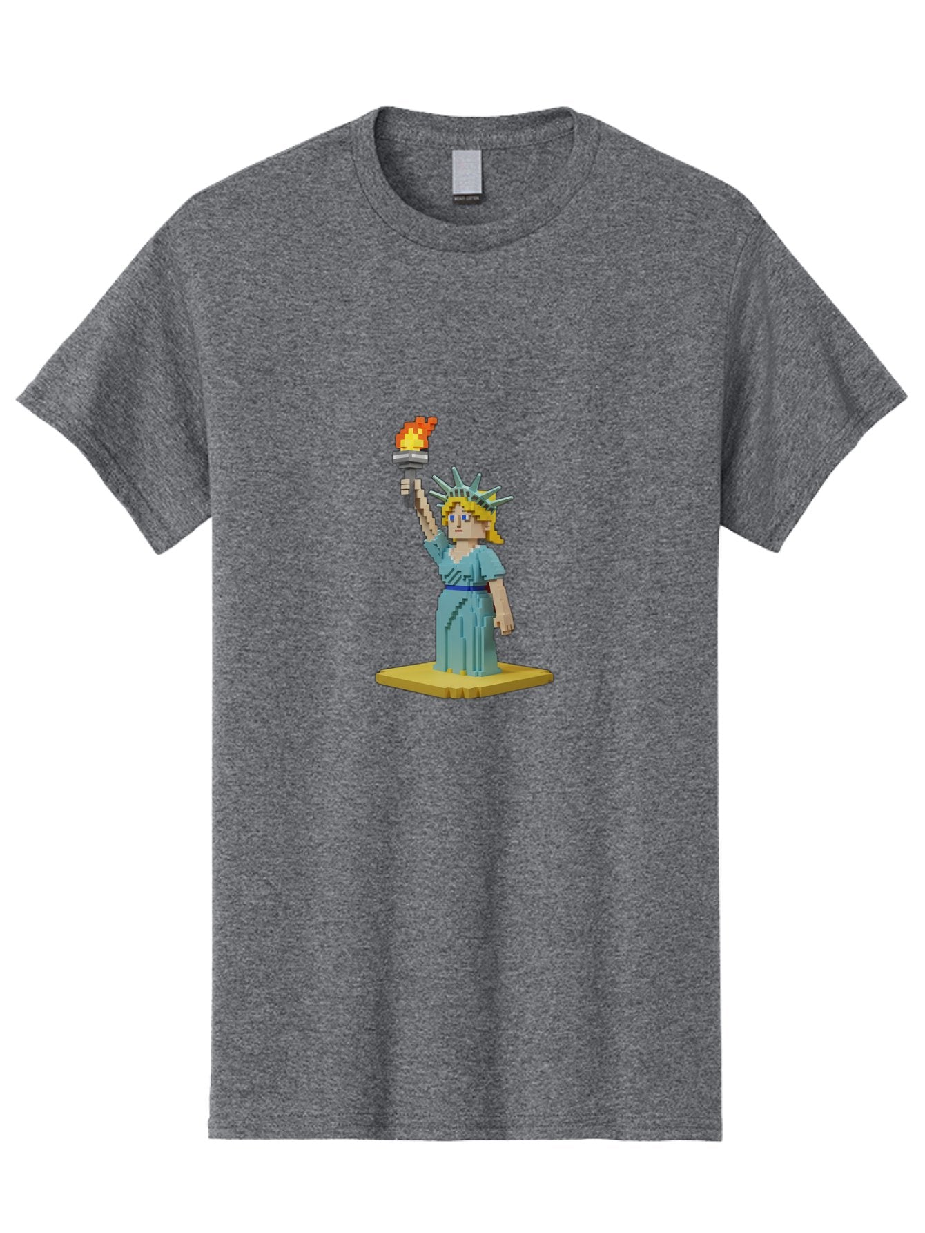 Statue-Of-Liberty Men'S Graphic Tee, 100% Cotton, Comfortable Casual Summer Wear, Machine Washable, Statue Of Liberty, Liberty Statue, Lady Liberty, Iconic Landmark, Freedom Symbol, American Icon, New York Harbor, Torch Held High, Pixel Art, Bad712 7