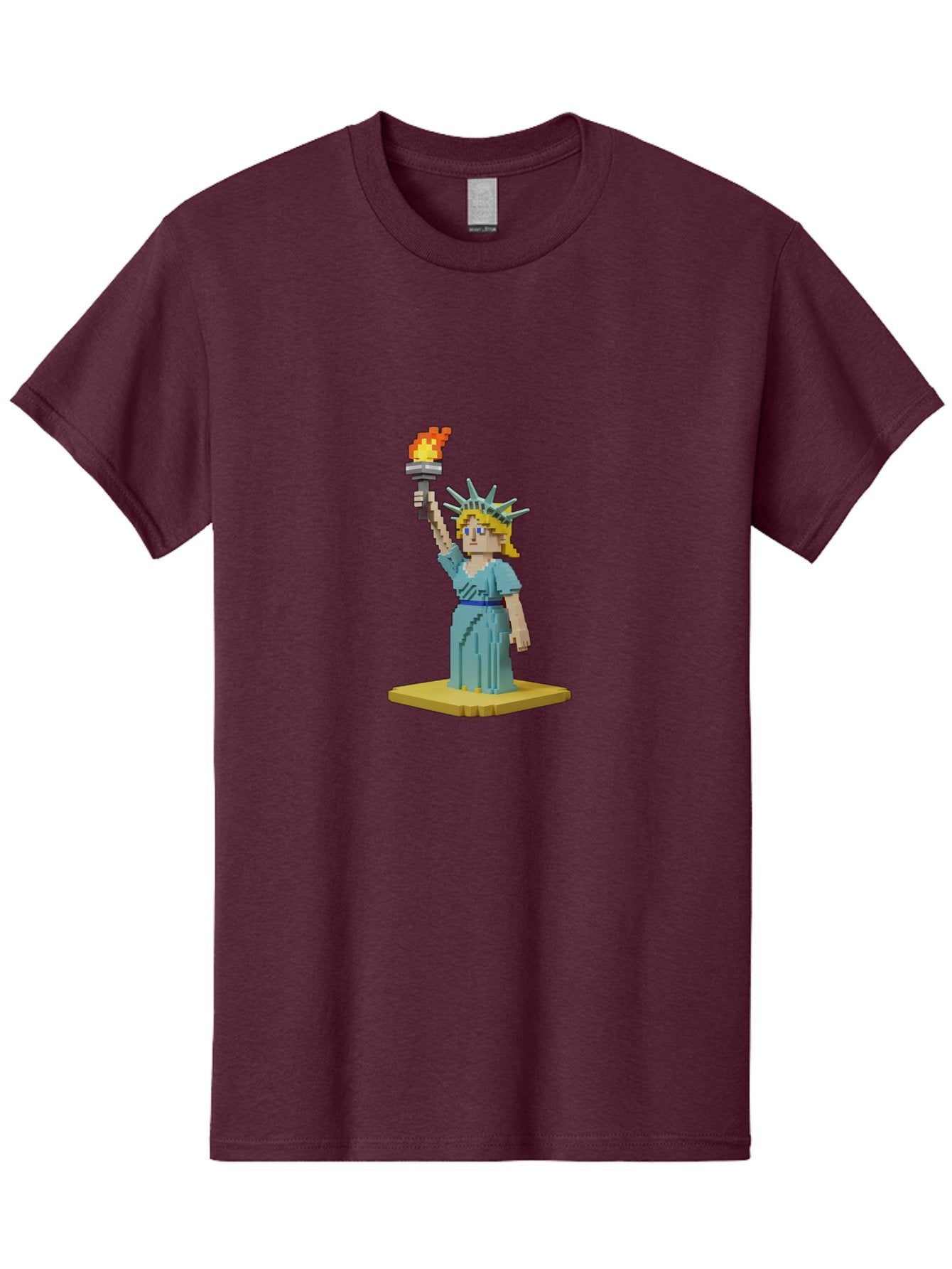 Statue-Of-Liberty Men'S Graphic Tee, 100% Cotton, Comfortable Casual Summer Wear, Machine Washable, Statue Of Liberty, Liberty Statue, Lady Liberty, Iconic Landmark, Freedom Symbol, American Icon, New York Harbor, Torch Held High, Pixel Art, Bad712 12