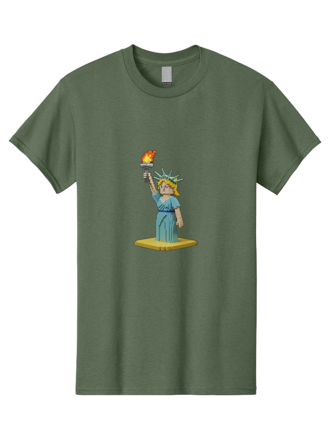 Statue-Of-Liberty Men'S Graphic Tee, 100% Cotton, Comfortable Casual Summer Wear, Machine Washable, Statue Of Liberty, Liberty Statue, Lady Liberty, Iconic Landmark, Freedom Symbol, American Icon, New York Harbor, Torch Held High, Pixel Art, Bad712 9
