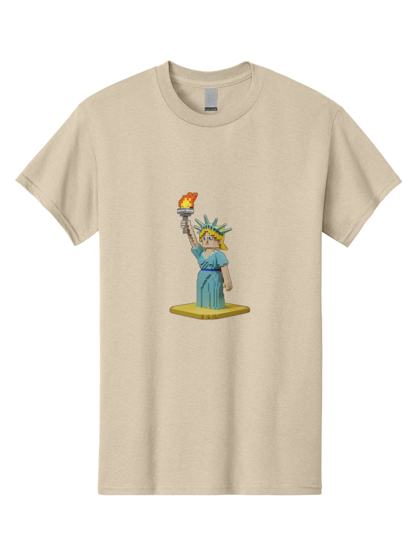 Statue-Of-Liberty Men'S Graphic Tee, 100% Cotton, Comfortable Casual Summer Wear, Machine Washable, Statue Of Liberty, Liberty Statue, Lady Liberty, Iconic Landmark, Freedom Symbol, American Icon, New York Harbor, Torch Held High, Pixel Art, Bad712 13