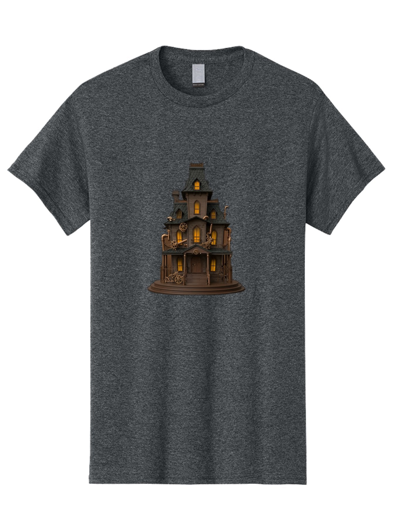 Steampunk-House Men'S Graphic Tee, 100% Cotton, Comfortable Casual Summer Wear, Machine Washable, Steampunk House, Victorian Architecture, Intricate Details, Gothic Style, Industrial Elements, Copper Accents, Mysterious Ambiance, Bad715 10