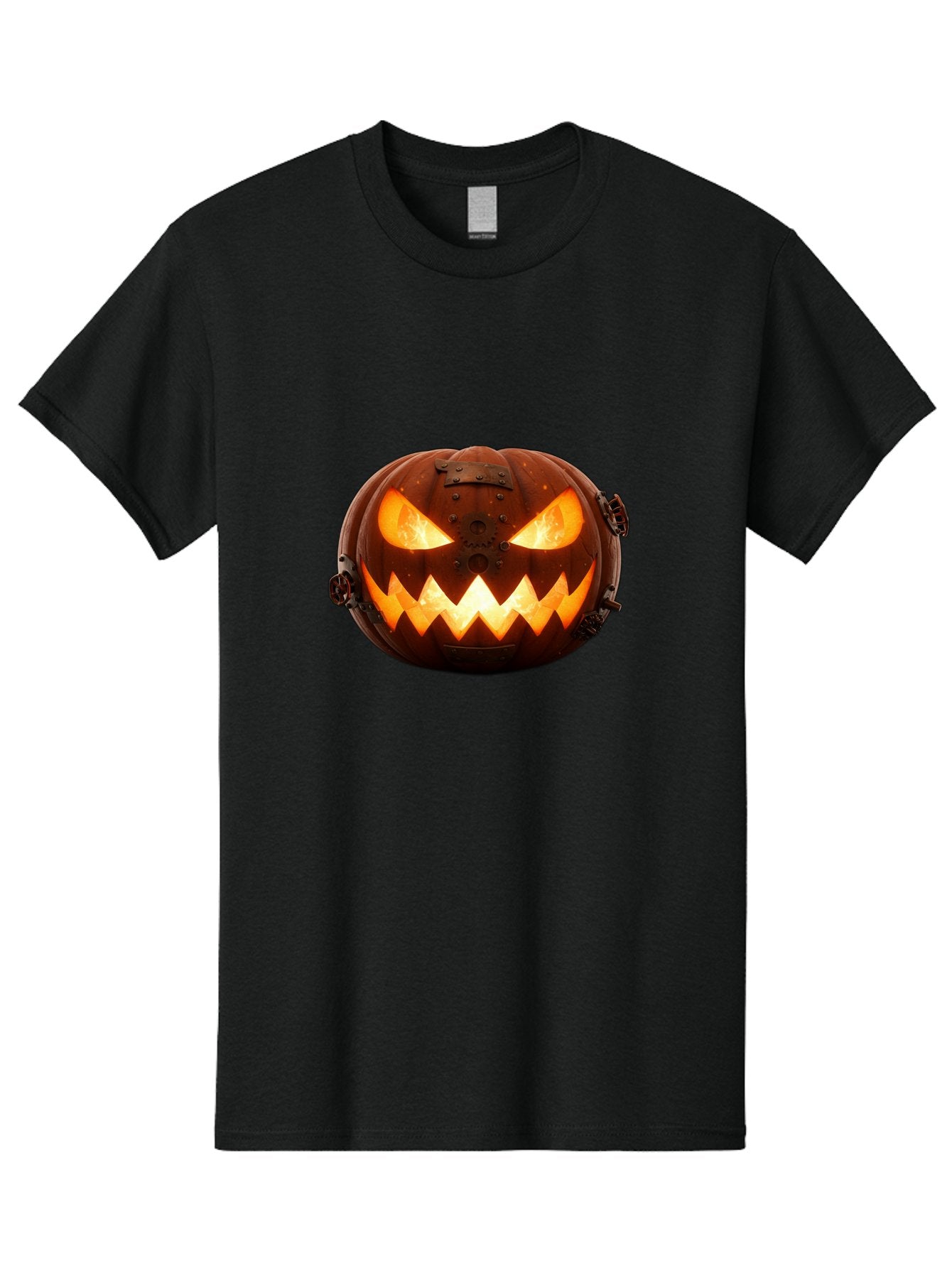 Steampunk-Jack-O-Lantern Men'S Graphic Tee, 100% Cotton, Comfortable Casual Summer Wear, Machine Washable, Halloween Pumpkin, Steampunk Design, Carved Jack-O-Lantern, Glowing Eyes, Metal Accents, Creepy Smile, Orange Glow, Spooky Decor, Bad716