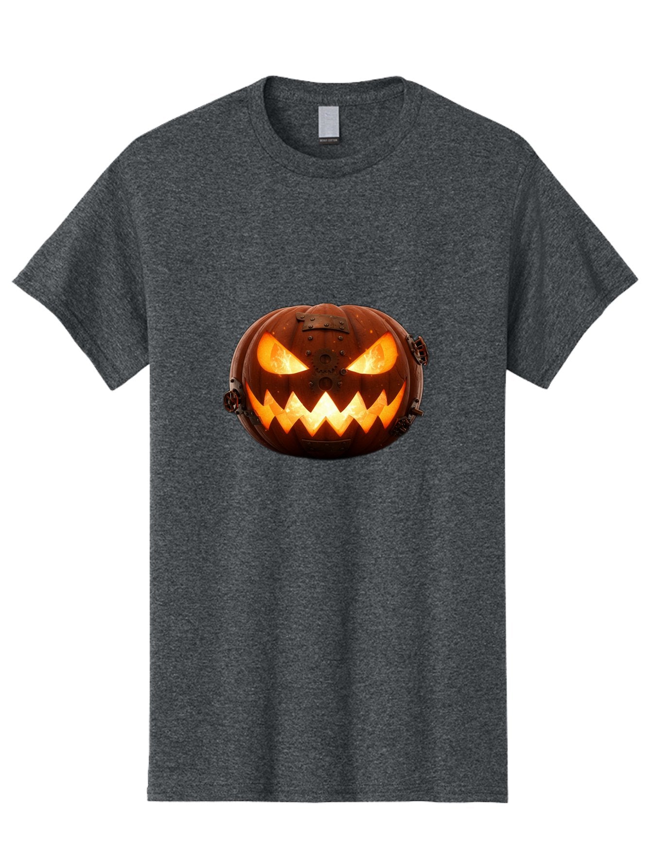 Steampunk-Jack-O-Lantern Men'S Graphic Tee, 100% Cotton, Comfortable Casual Summer Wear, Machine Washable, Halloween Pumpkin, Steampunk Design, Carved Jack-O-Lantern, Glowing Eyes, Metal Accents, Creepy Smile, Orange Glow, Spooky Decor, Bad716 11