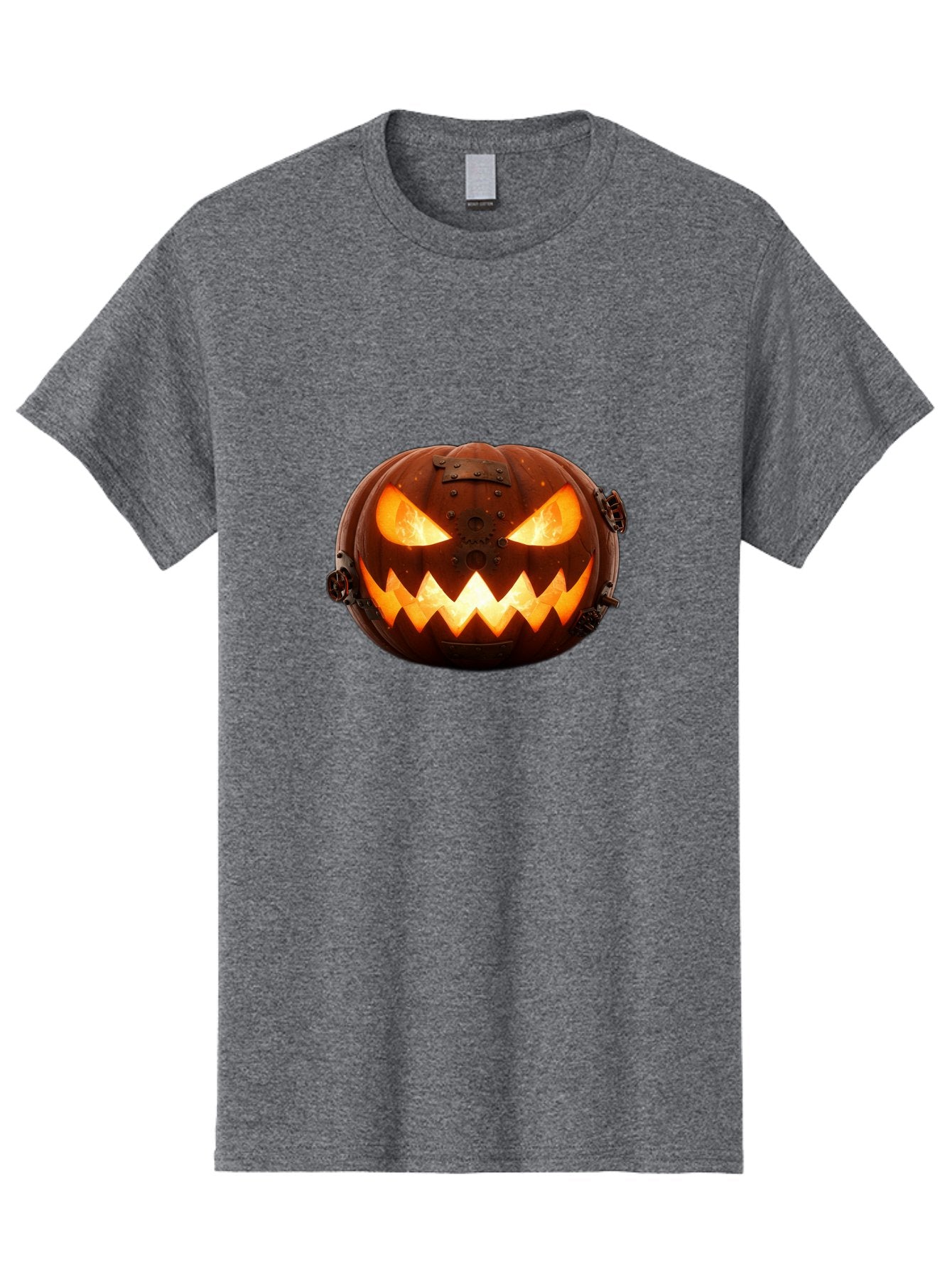 Steampunk-Jack-O-Lantern Men'S Graphic Tee, 100% Cotton, Comfortable Casual Summer Wear, Machine Washable, Halloween Pumpkin, Steampunk Design, Carved Jack-O-Lantern, Glowing Eyes, Metal Accents, Creepy Smile, Orange Glow, Spooky Decor, Bad716 5