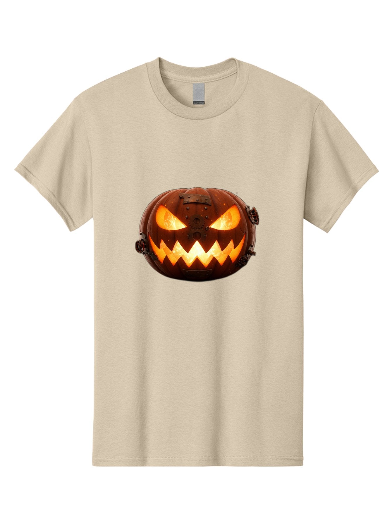 Steampunk-Jack-O-Lantern Men'S Graphic Tee, 100% Cotton, Comfortable Casual Summer Wear, Machine Washable, Halloween Pumpkin, Steampunk Design, Carved Jack-O-Lantern, Glowing Eyes, Metal Accents, Creepy Smile, Orange Glow, Spooky Decor, Bad716 10