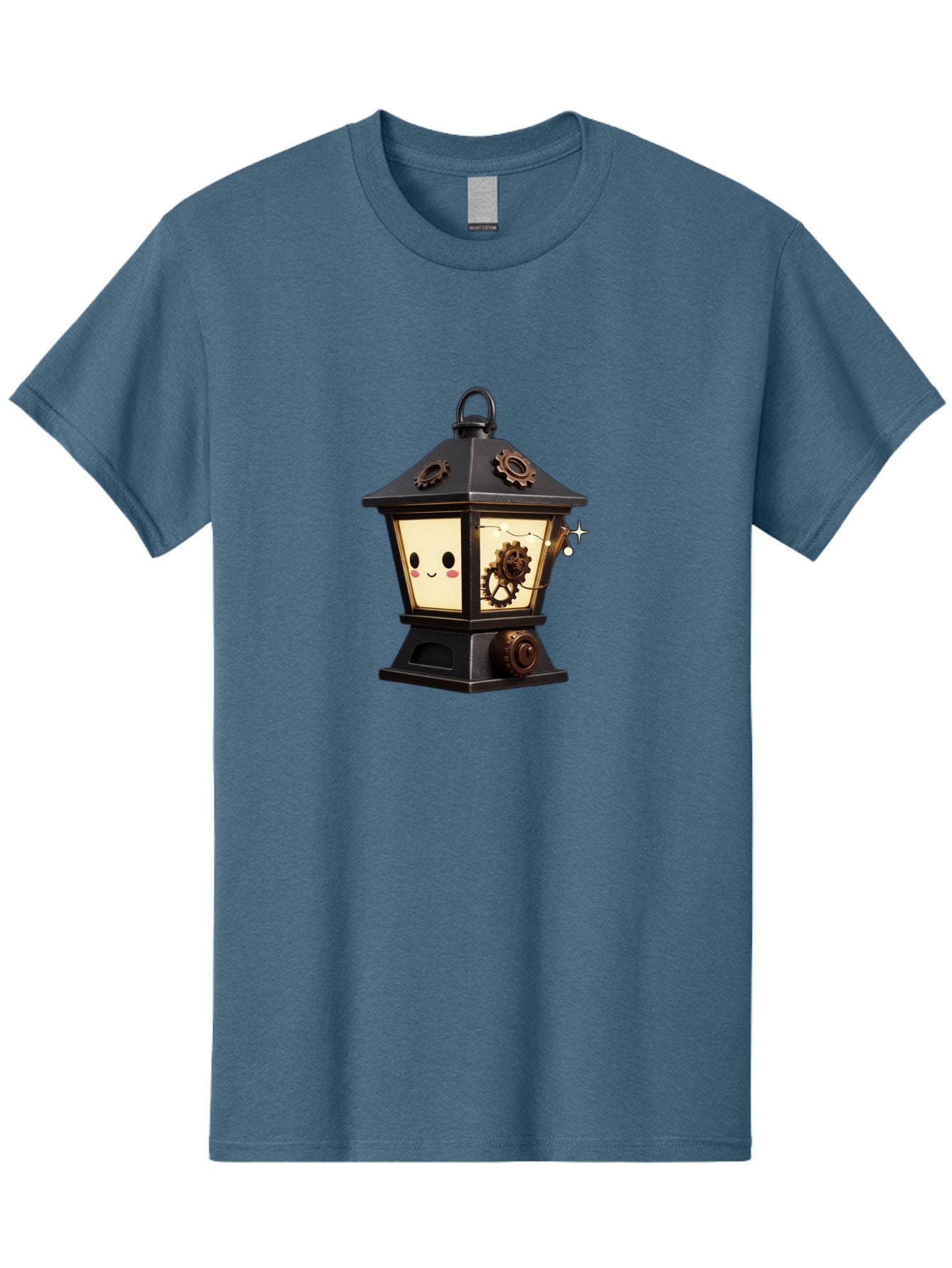Steampunk-Lantern Men'S Graphic Tee, 100% Cotton, Comfortable Casual Summer Wear, Machine Washable, Steampunk Lantern, Intricate Gears, Whimsical Design, Steampunk Art, Fantasy Lighting, Unique Decor, Imaginative Creation, Mechanical Elements, Bad717