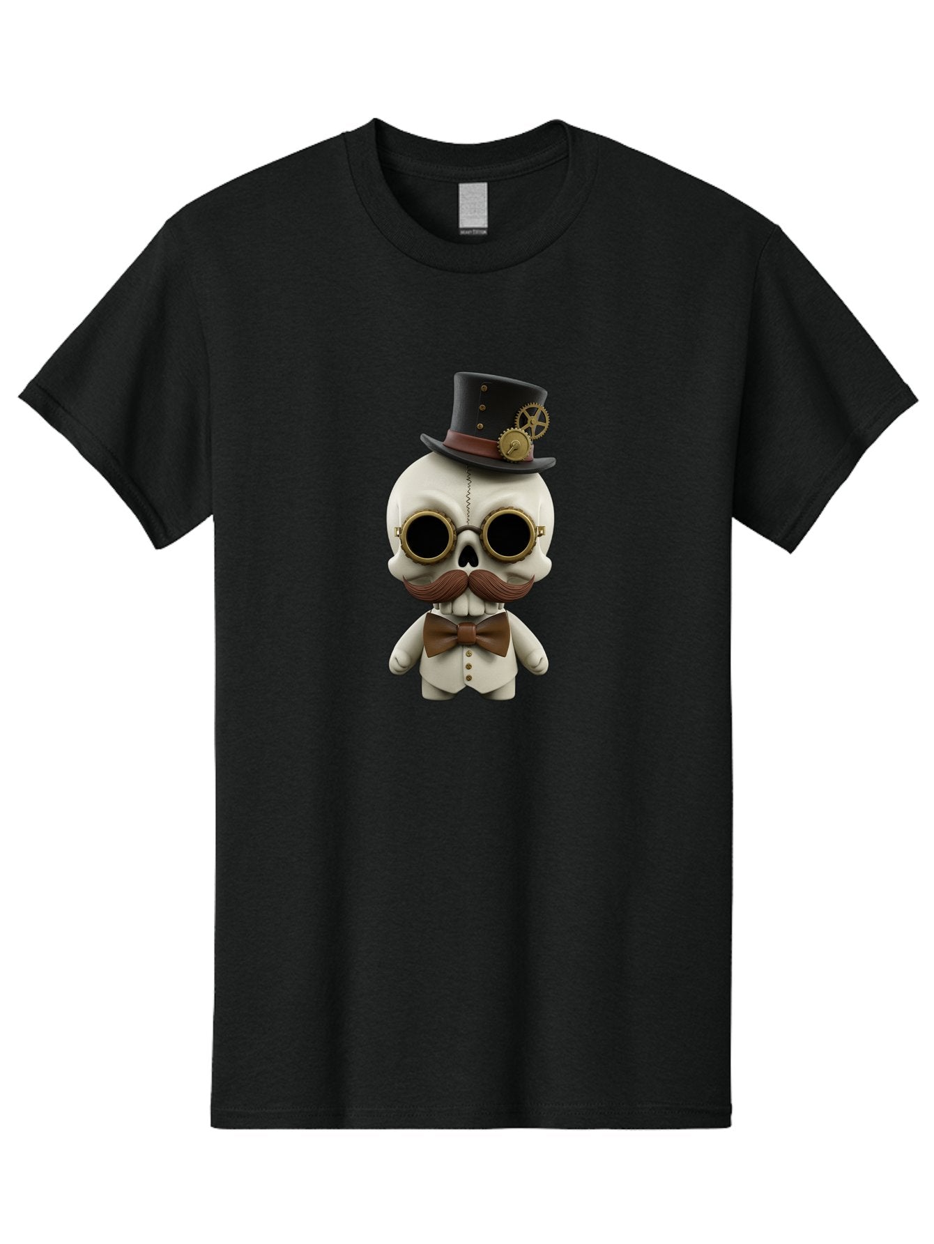 Steampunk-Skeleton Men'S Graphic Tee, 100% Cotton, Comfortable Casual Summer Wear, Machine Washable, Steampunk Skull, Skeleton Character, Vintage Goggles, Top Hat, Bow Tie, Mechanical Gear, Steampunk Style, Gothic Fashion, Unique Accessory, Bad719 14