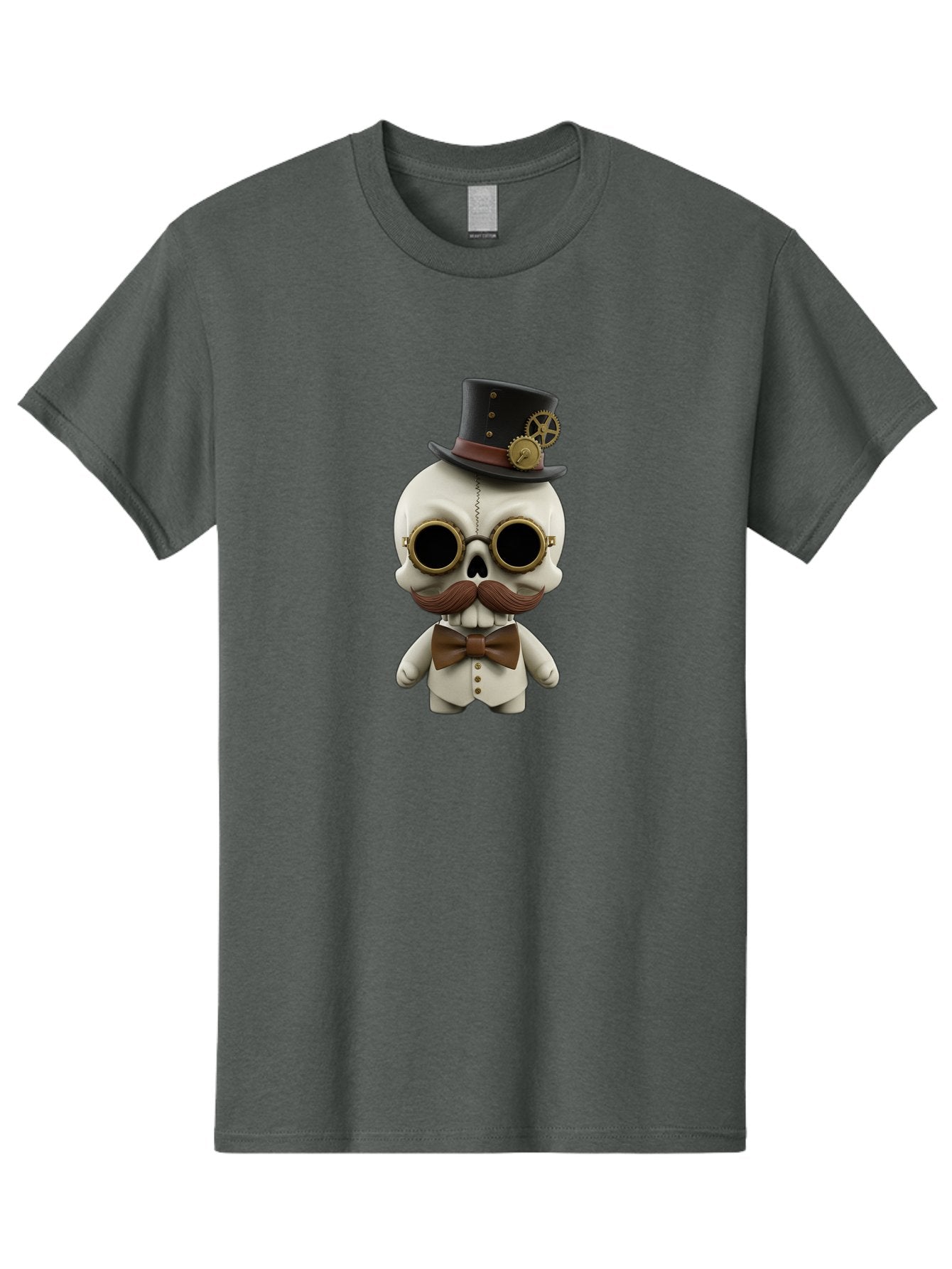 Steampunk-Skeleton Men'S Graphic Tee, 100% Cotton, Comfortable Casual Summer Wear, Machine Washable, Steampunk Skull, Skeleton Character, Vintage Goggles, Top Hat, Bow Tie, Mechanical Gear, Steampunk Style, Gothic Fashion, Unique Accessory, Bad719 3
