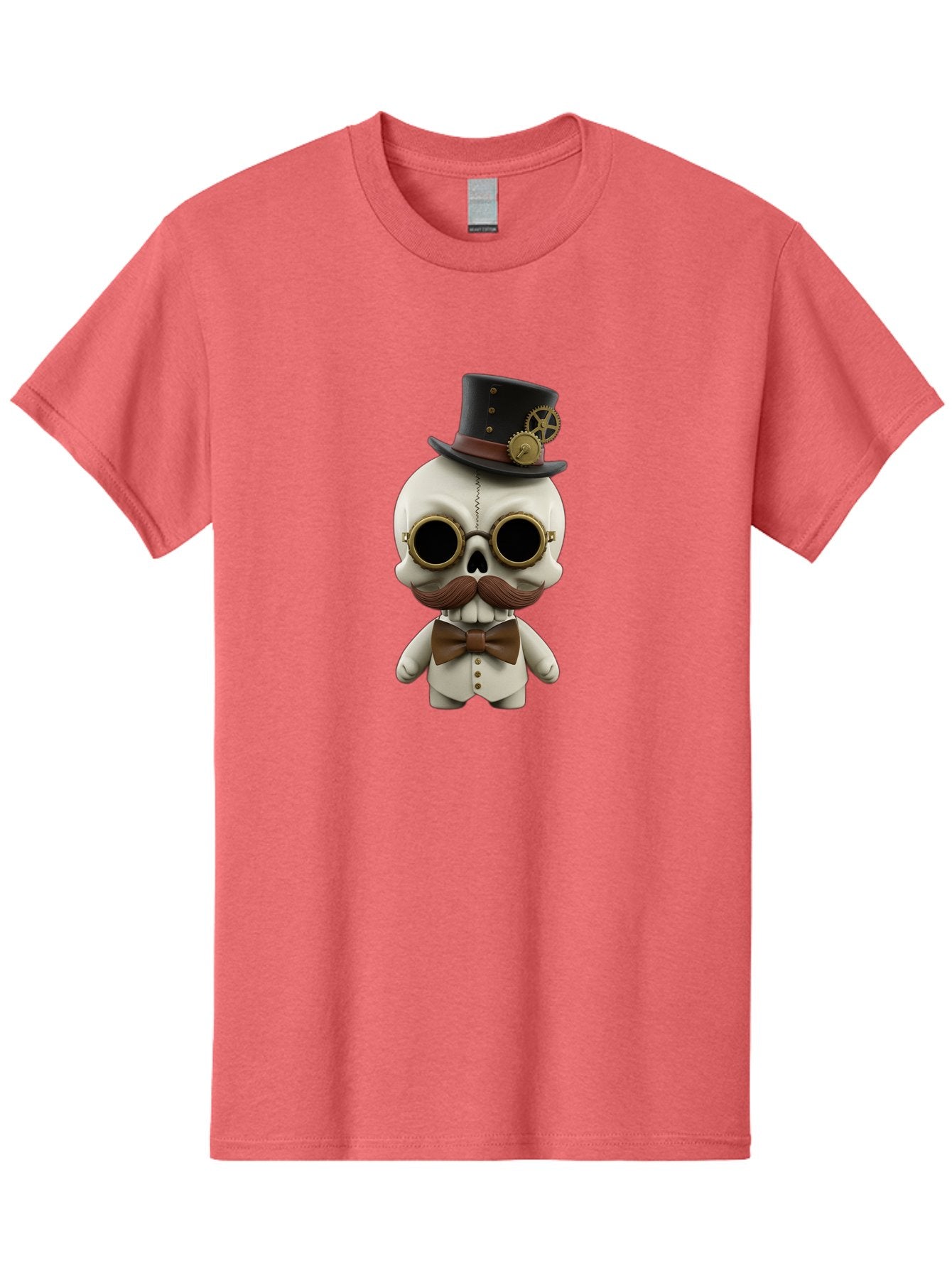 Steampunk-Skeleton Men'S Graphic Tee, 100% Cotton, Comfortable Casual Summer Wear, Machine Washable, Steampunk Skull, Skeleton Character, Vintage Goggles, Top Hat, Bow Tie, Mechanical Gear, Steampunk Style, Gothic Fashion, Unique Accessory, Bad719 9