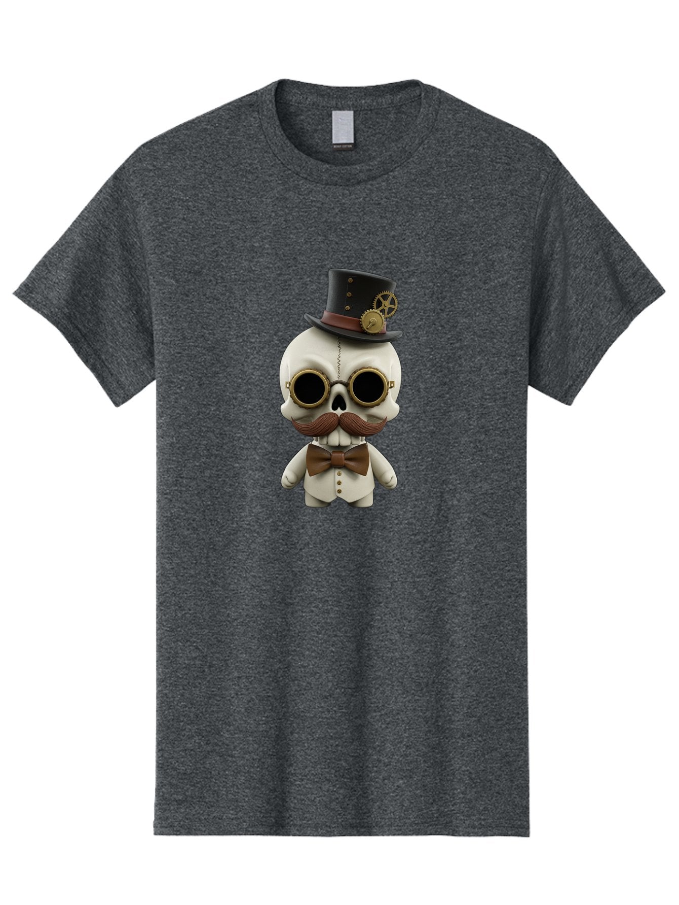 Steampunk-Skeleton Men'S Graphic Tee, 100% Cotton, Comfortable Casual Summer Wear, Machine Washable, Steampunk Skull, Skeleton Character, Vintage Goggles, Top Hat, Bow Tie, Mechanical Gear, Steampunk Style, Gothic Fashion, Unique Accessory, Bad719 4