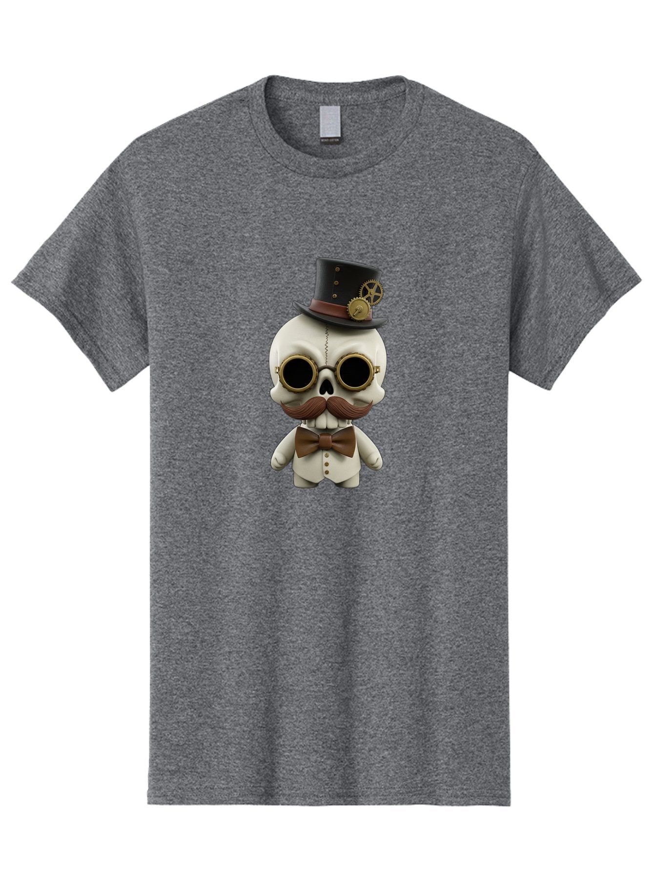 Steampunk-Skeleton Men'S Graphic Tee, 100% Cotton, Comfortable Casual Summer Wear, Machine Washable, Steampunk Skull, Skeleton Character, Vintage Goggles, Top Hat, Bow Tie, Mechanical Gear, Steampunk Style, Gothic Fashion, Unique Accessory, Bad719 6