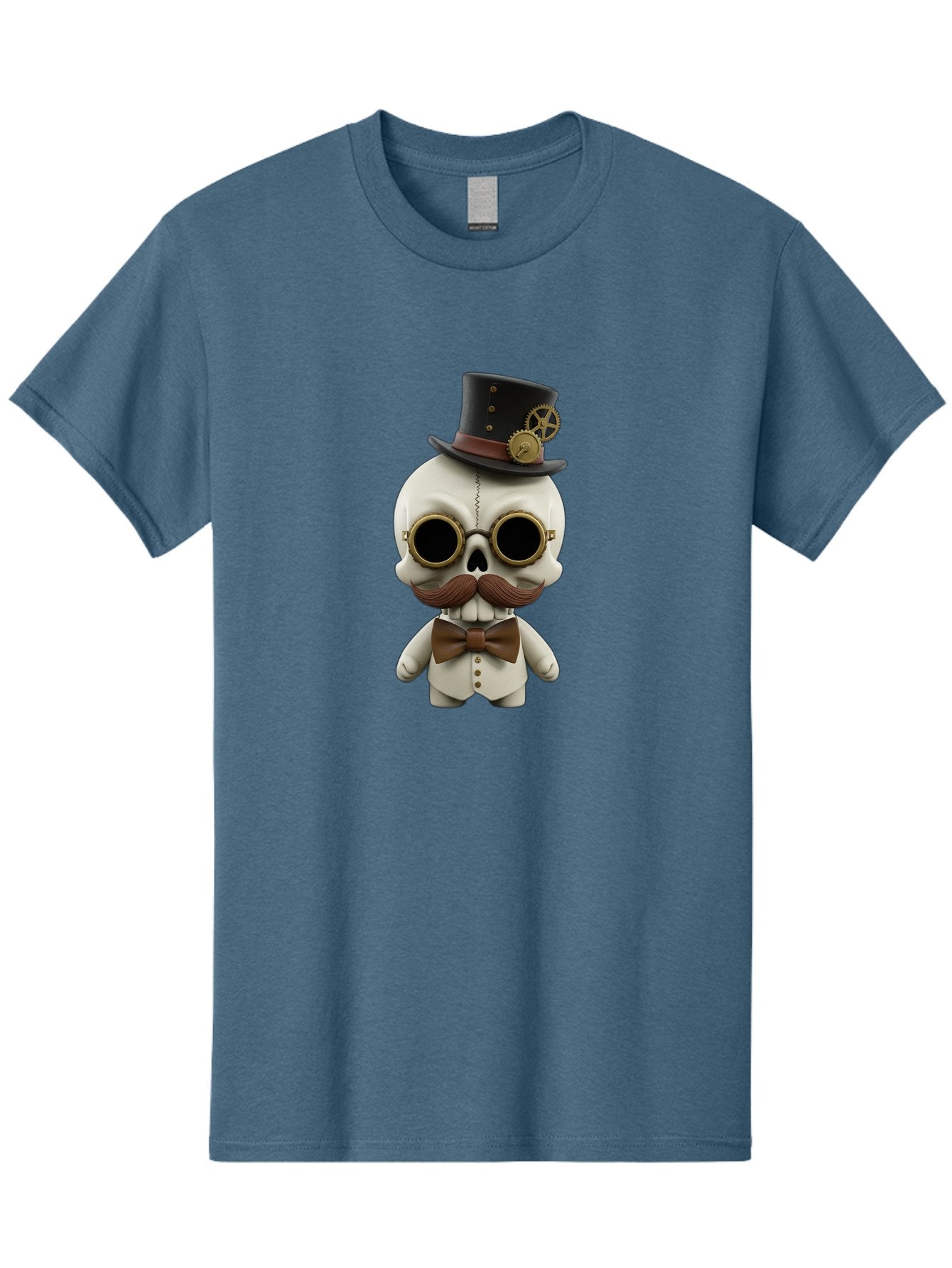 Steampunk-Skeleton Men'S Graphic Tee, 100% Cotton, Comfortable Casual Summer Wear, Machine Washable, Steampunk Skull, Skeleton Character, Vintage Goggles, Top Hat, Bow Tie, Mechanical Gear, Steampunk Style, Gothic Fashion, Unique Accessory, Bad719 13