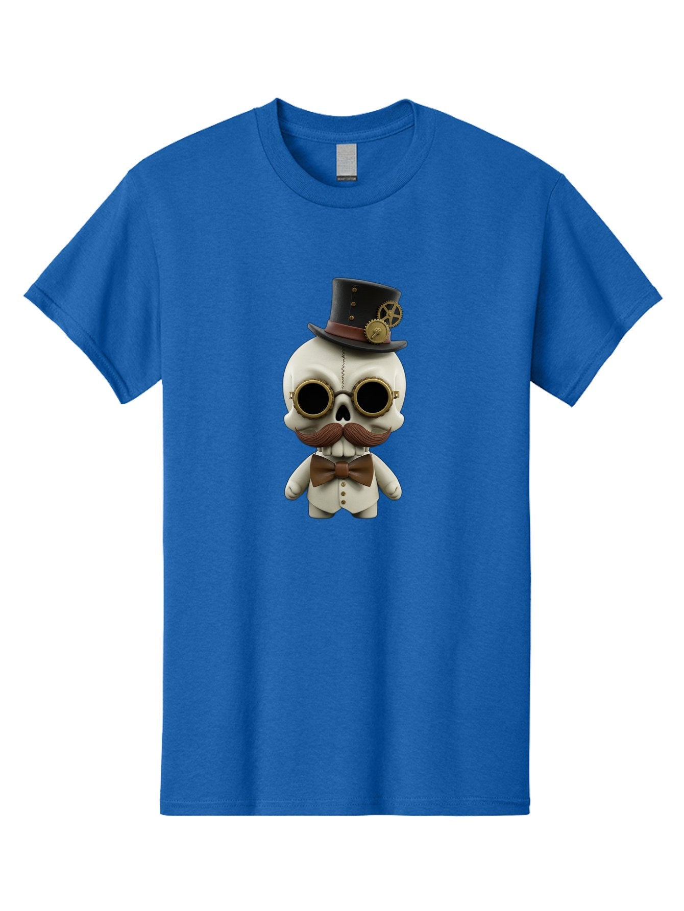 Steampunk-Skeleton Men'S Graphic Tee, 100% Cotton, Comfortable Casual Summer Wear, Machine Washable, Steampunk Skull, Skeleton Character, Vintage Goggles, Top Hat, Bow Tie, Mechanical Gear, Steampunk Style, Gothic Fashion, Unique Accessory, Bad719 8
