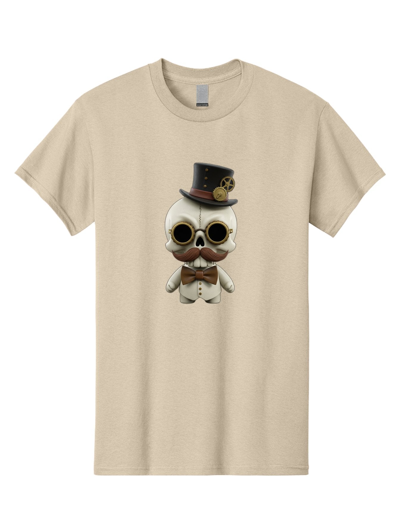 Steampunk-Skeleton Men'S Graphic Tee, 100% Cotton, Comfortable Casual Summer Wear, Machine Washable, Steampunk Skull, Skeleton Character, Vintage Goggles, Top Hat, Bow Tie, Mechanical Gear, Steampunk Style, Gothic Fashion, Unique Accessory, Bad719 7