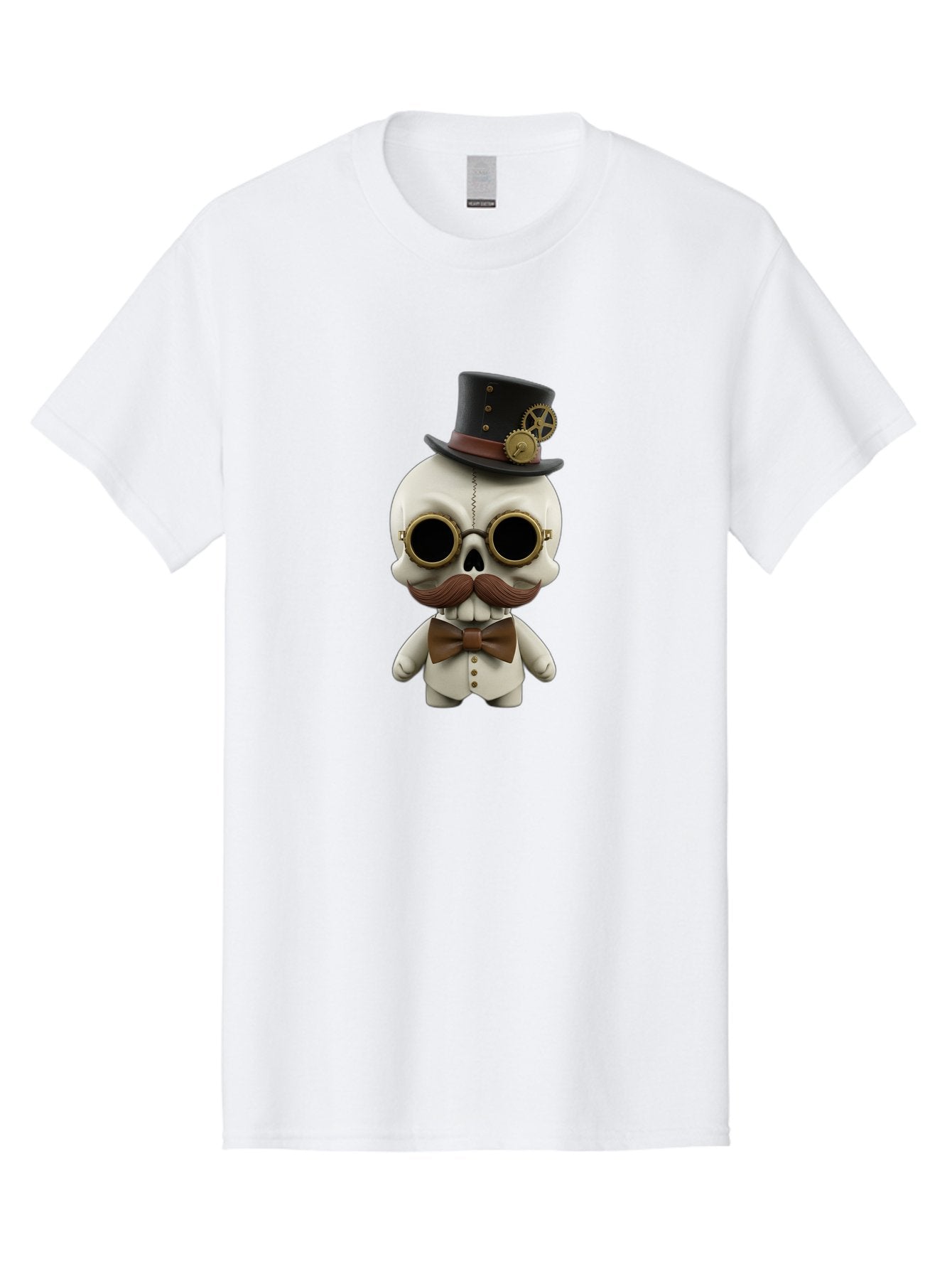 Steampunk-Skeleton Men'S Graphic Tee, 100% Cotton, Comfortable Casual Summer Wear, Machine Washable, Steampunk Skull, Skeleton Character, Vintage Goggles, Top Hat, Bow Tie, Mechanical Gear, Steampunk Style, Gothic Fashion, Unique Accessory, Bad719 15