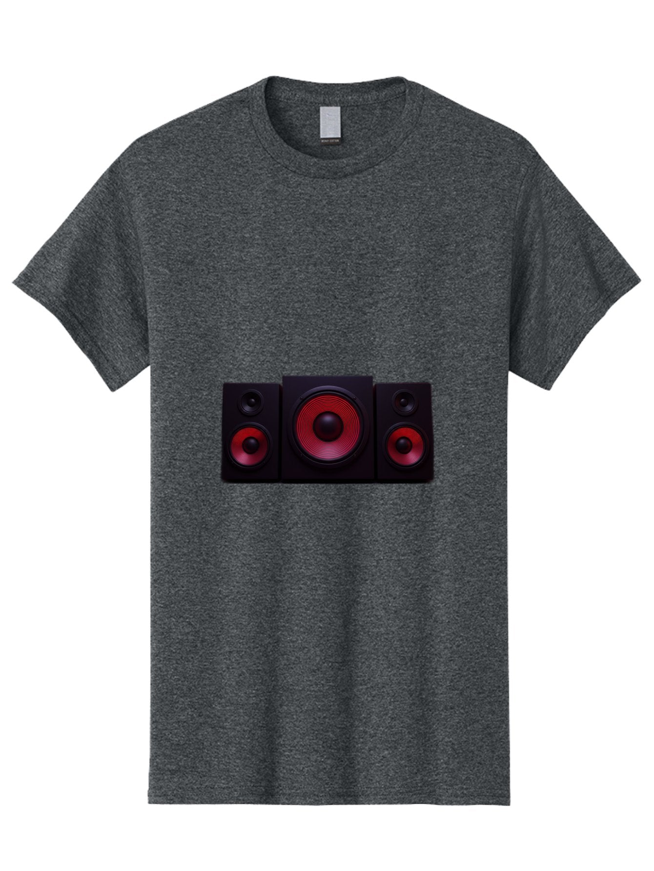 Stereo-Speakers Men'S Graphic Tee, 100% Cotton, Comfortable Casual Summer Wear, Machine Washable, Speaker System, Home Theater, Music Equipment, Audio Technology, Sound System, Subwoofer, Satellite Speakers, Black Speakers, Red Woofer, Bad726 10