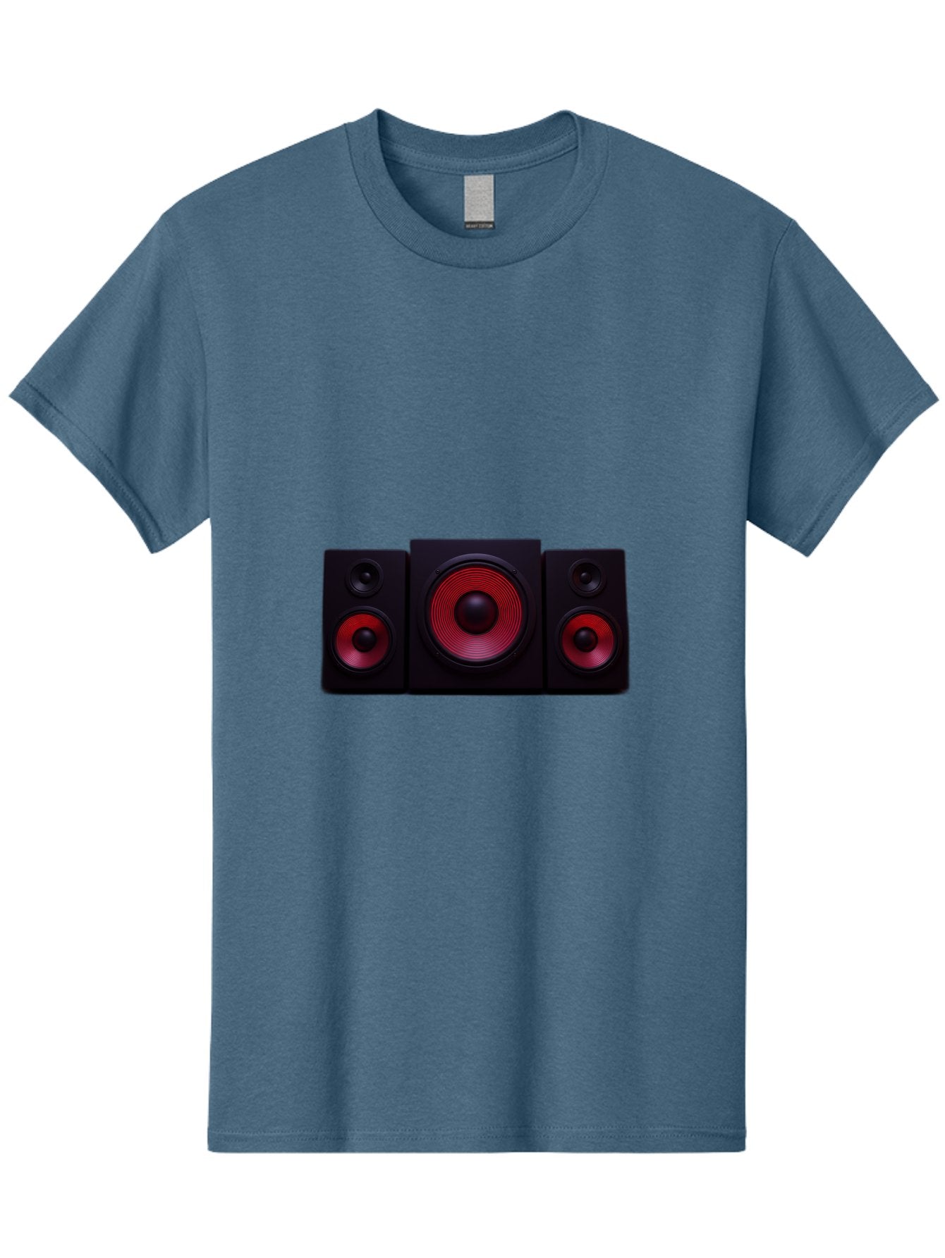 Stereo-Speakers Men'S Graphic Tee, 100% Cotton, Comfortable Casual Summer Wear, Machine Washable, Speaker System, Home Theater, Music Equipment, Audio Technology, Sound System, Subwoofer, Satellite Speakers, Black Speakers, Red Woofer, Bad726 12