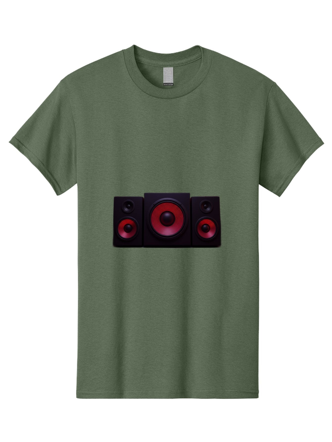Stereo-Speakers Men'S Graphic Tee, 100% Cotton, Comfortable Casual Summer Wear, Machine Washable, Speaker System, Home Theater, Music Equipment, Audio Technology, Sound System, Subwoofer, Satellite Speakers, Black Speakers, Red Woofer, Bad726 15