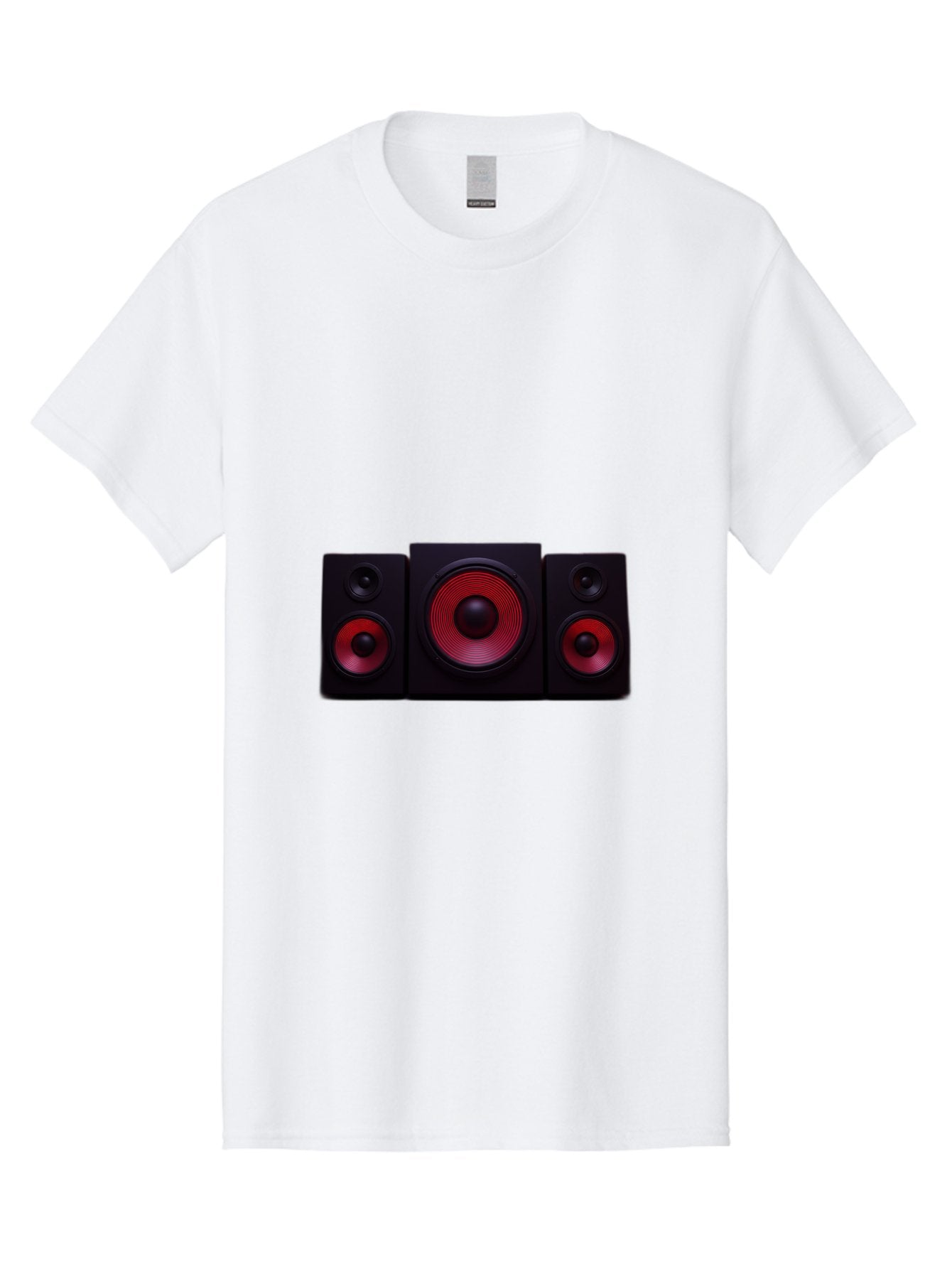 Stereo-Speakers Men'S Graphic Tee, 100% Cotton, Comfortable Casual Summer Wear, Machine Washable, Speaker System, Home Theater, Music Equipment, Audio Technology, Sound System, Subwoofer, Satellite Speakers, Black Speakers, Red Woofer, Bad726 14
