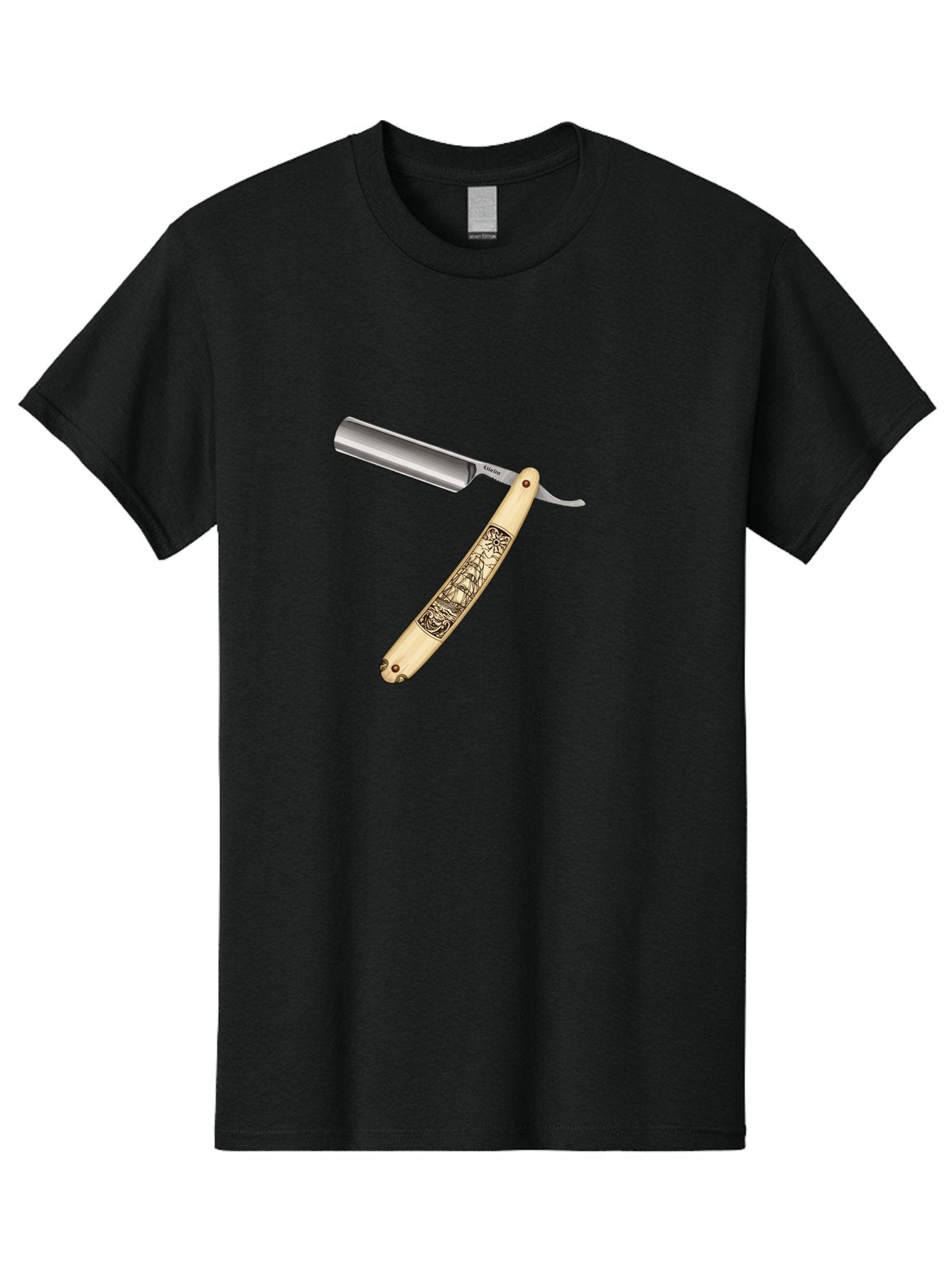 Straight-Razor-2 Men'S Graphic Tee, 100% Cotton, Comfortable Casual Summer Wear, Machine Washable, Straight Razor, Shaving Razor, Traditional Grooming, Vintage Design, Intricate Engravings, Sharp Blade, Precision Cutting, Stylish Accessories Bad728 3