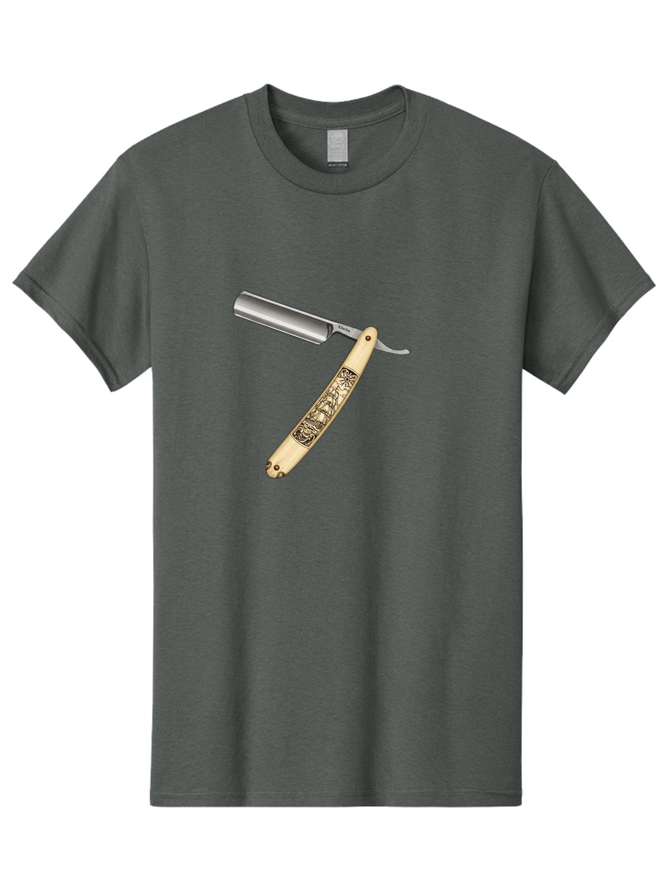 Straight-Razor-2 Men'S Graphic Tee, 100% Cotton, Comfortable Casual Summer Wear, Machine Washable, Straight Razor, Shaving Razor, Traditional Grooming, Vintage Design, Intricate Engravings, Sharp Blade, Precision Cutting, Stylish Accessories Bad728 13
