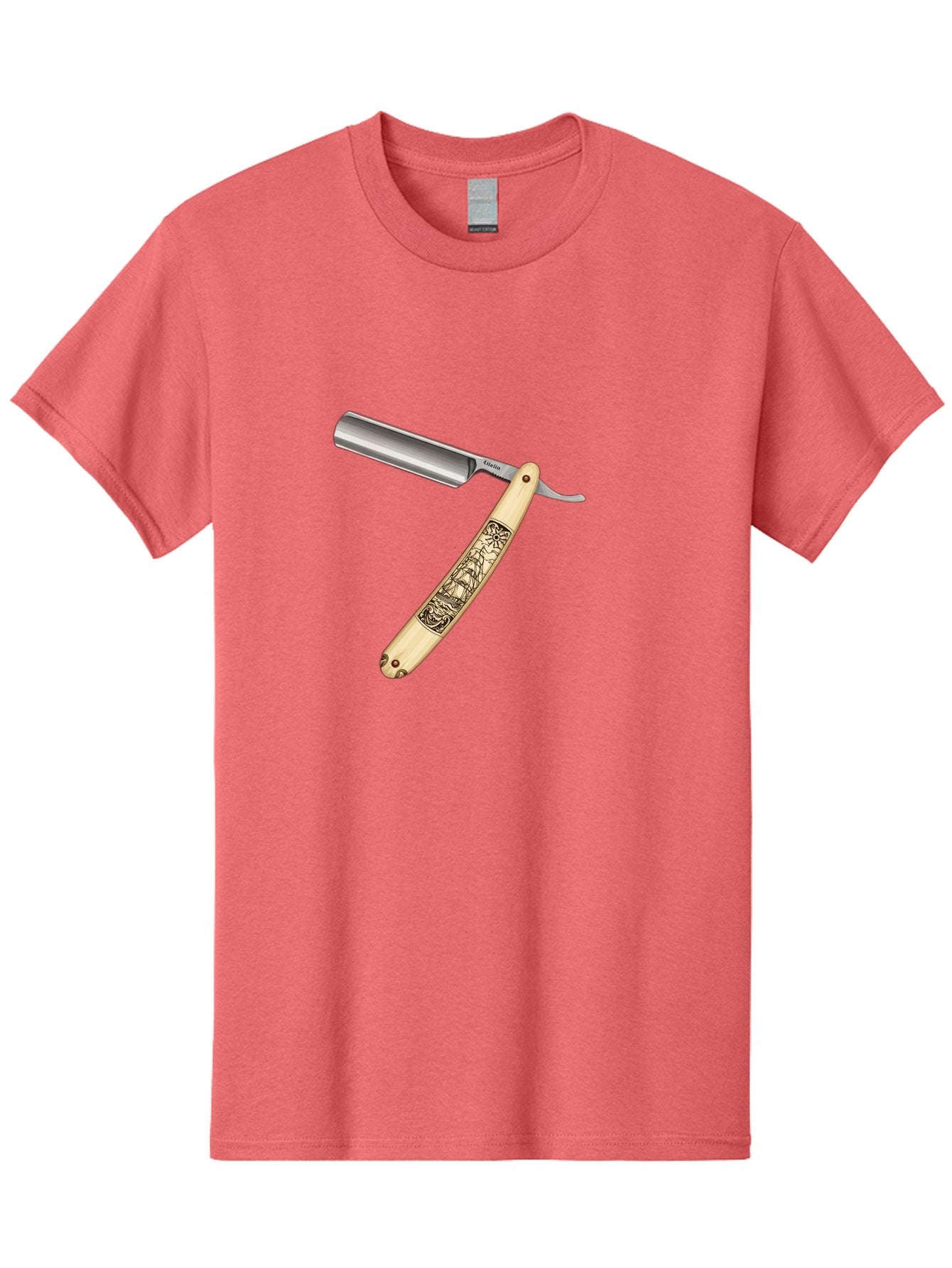 Straight-Razor-2 Men'S Graphic Tee, 100% Cotton, Comfortable Casual Summer Wear, Machine Washable, Straight Razor, Shaving Razor, Traditional Grooming, Vintage Design, Intricate Engravings, Sharp Blade, Precision Cutting, Stylish Accessories Bad728 10