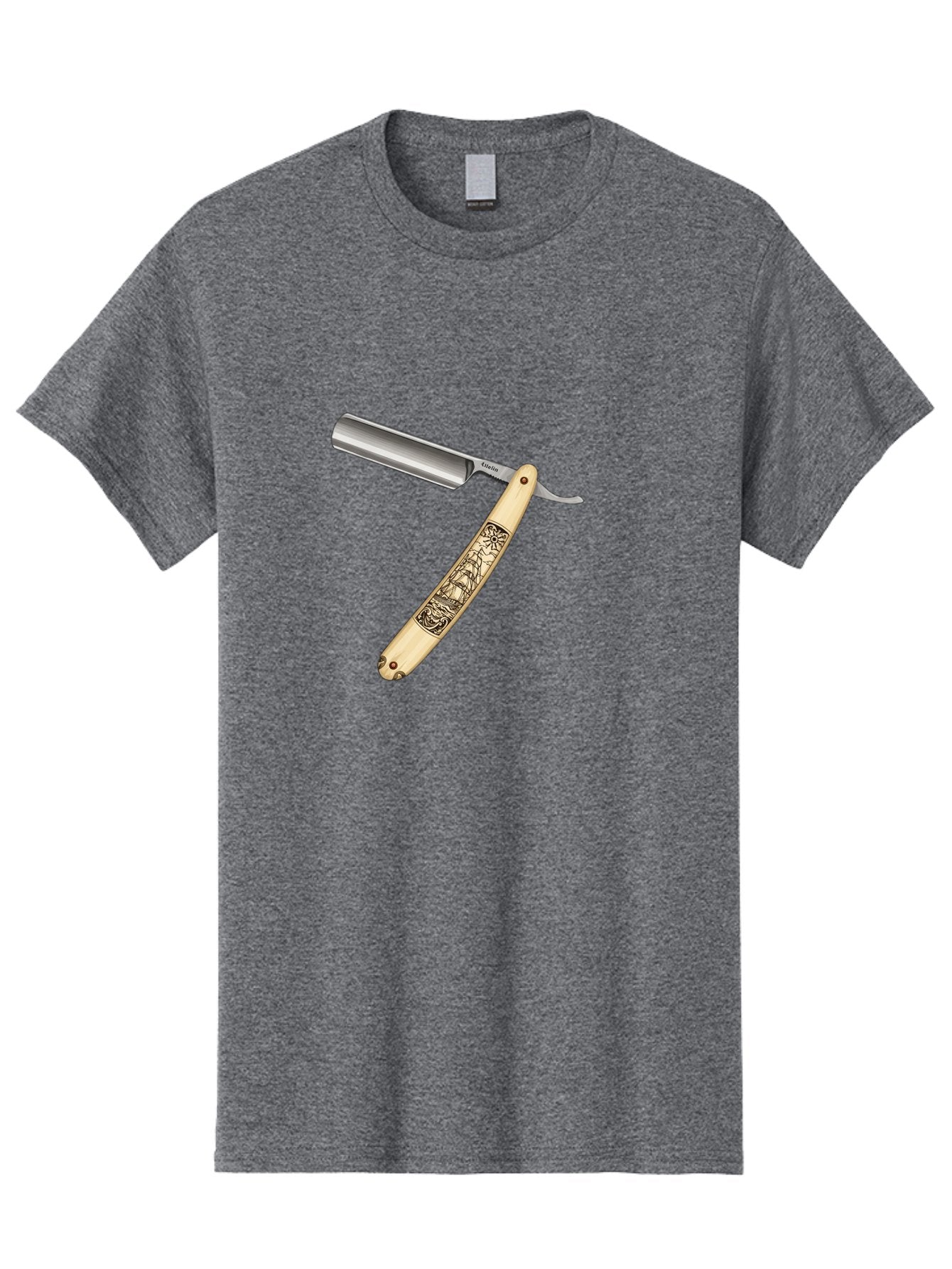 Straight-Razor-2 Men'S Graphic Tee, 100% Cotton, Comfortable Casual Summer Wear, Machine Washable, Straight Razor, Shaving Razor, Traditional Grooming, Vintage Design, Intricate Engravings, Sharp Blade, Precision Cutting, Stylish Accessories Bad728 12